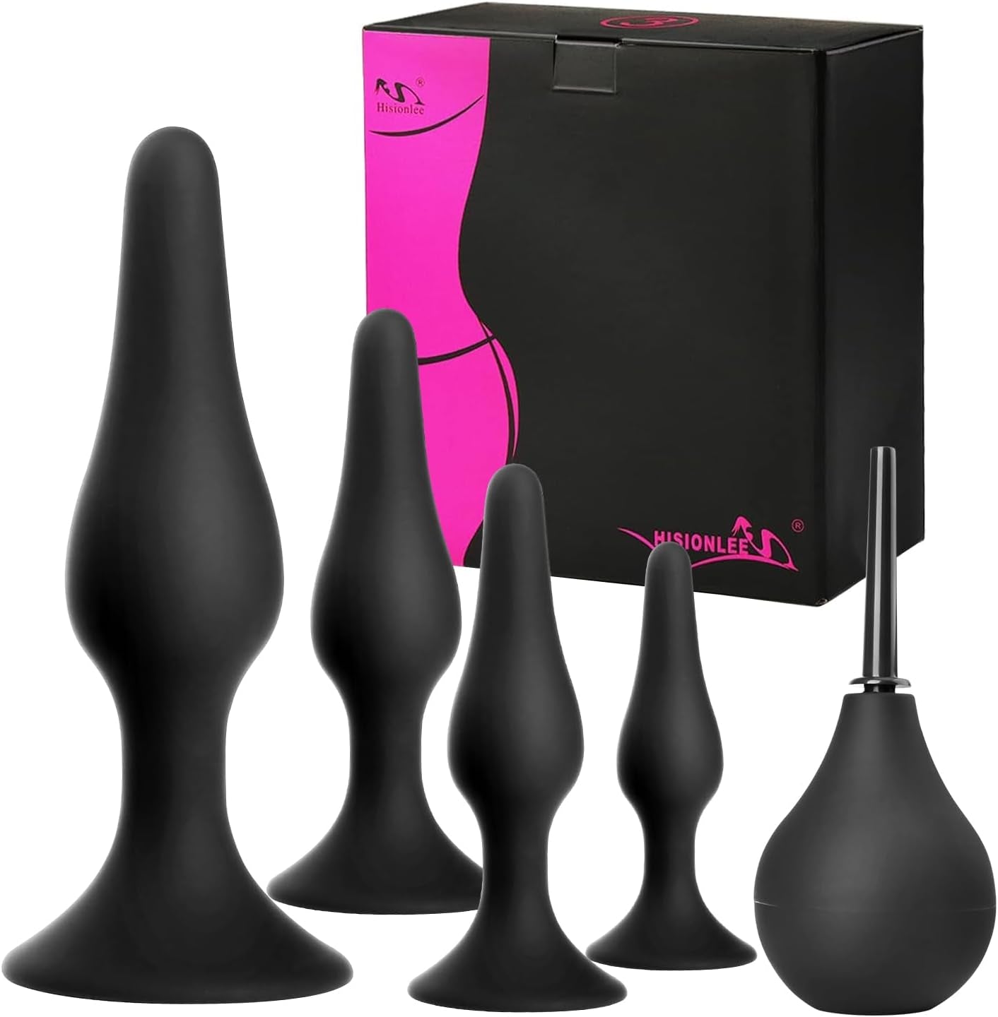 Sex Toys 5PCS Anal Plug Set Silicone Anal Butt Plug Adult Sex Toys for Women,Men and Beginners(Black)
