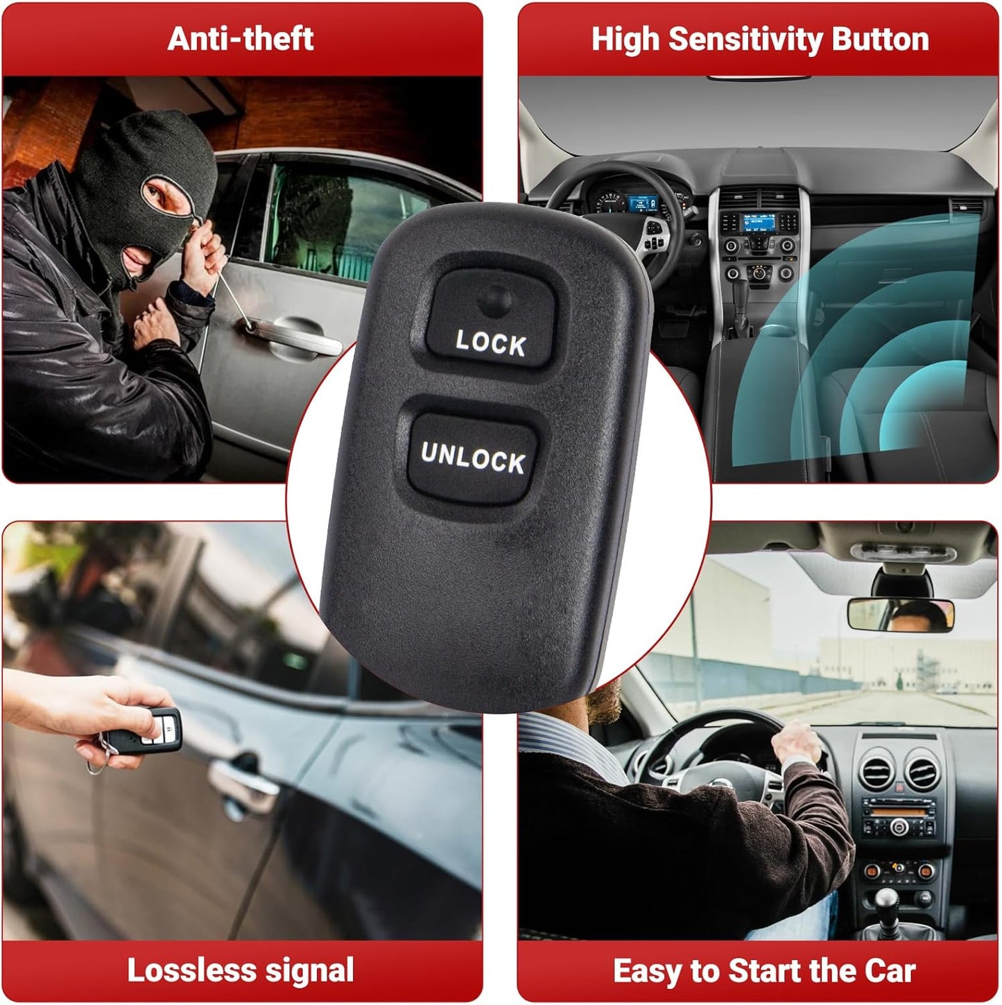 Key Fob Keyless Entry Remote Control Compatible with Toyota Tundra Rav4 Highlander Celica Echo Yaris Prius FJ Cruiser/Scion Xa Xb Car Key Replacement for HYQ12BBX HYQ12BAN