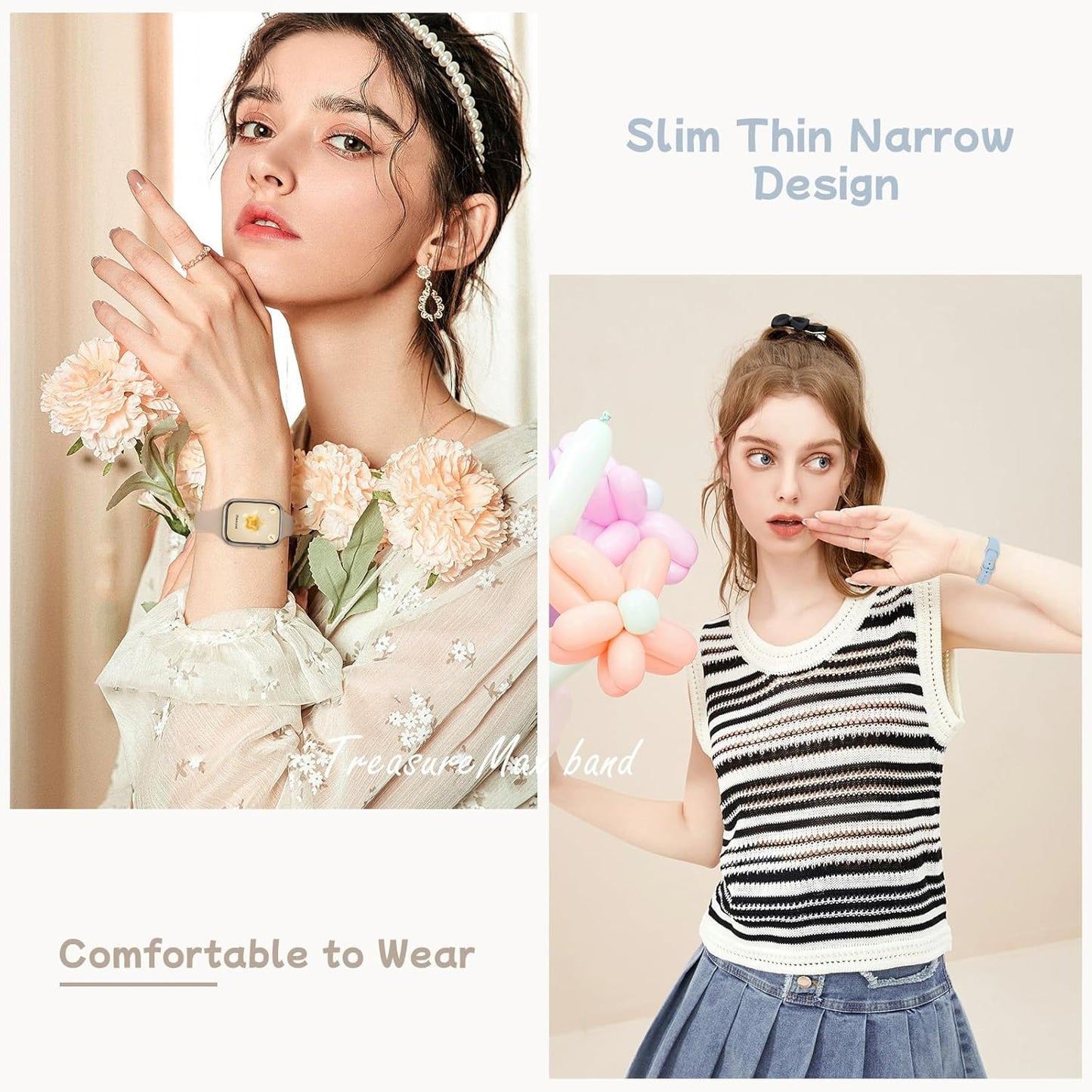 Patenting Thin Slim Sport Band Compatible with Apple Watch Bands for Women Men 40Mm 41Mm 38Mm 42Mm 44Mm 45Mm 46Mm 49Mm, Soft Silicone Waterproof Strap for Iwatch Series 10/9/Se/8/7/Ultra/6/5/4/3/2/1