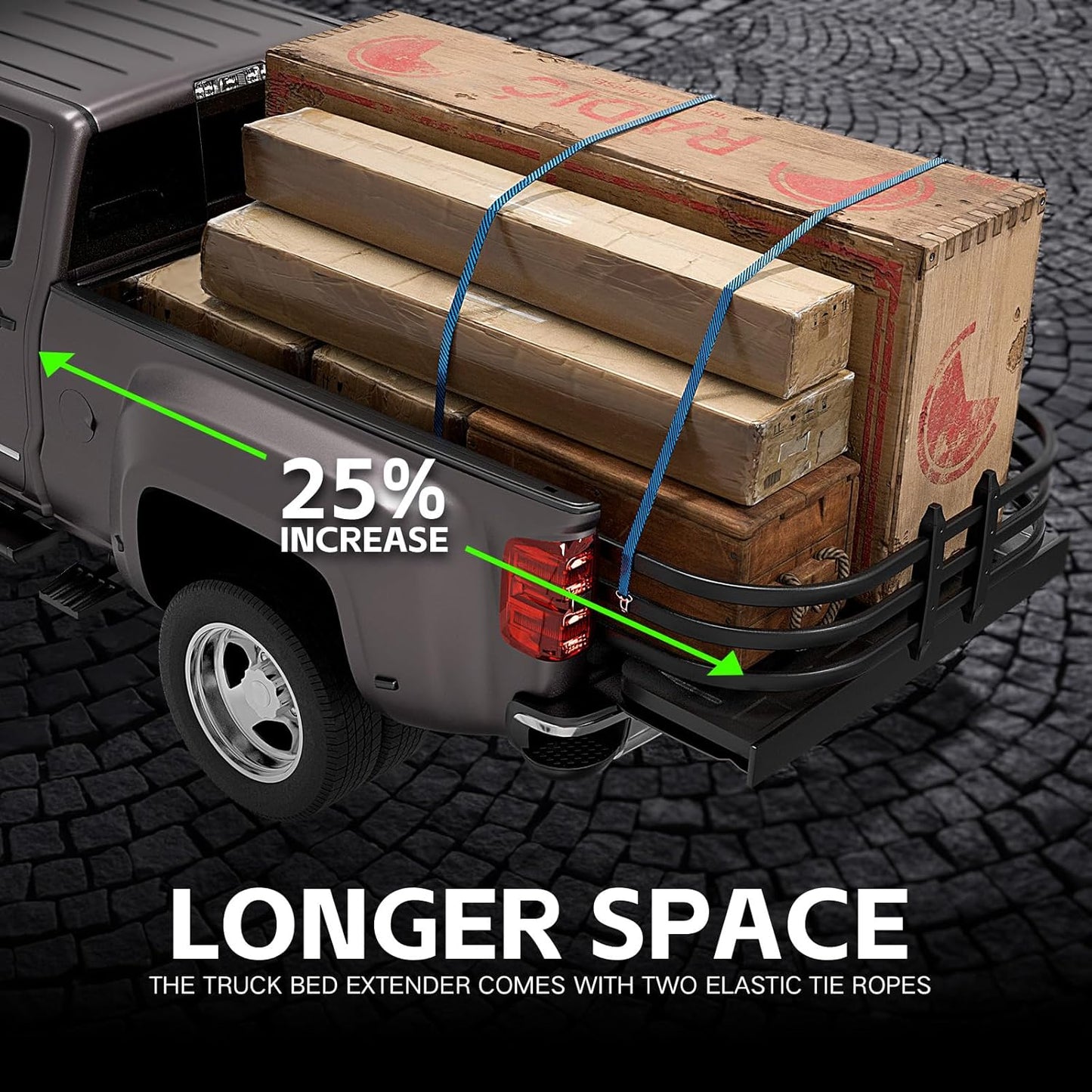 Truck Bed Extender, Aluminum Retractable Tailgate Extender, 59"-69" Adjustable Length, Drill Required, Fits for Chevy Silverado & GMC Sierra, Ford F-Series, Dodge Ram, Tundra, Nissan Titan