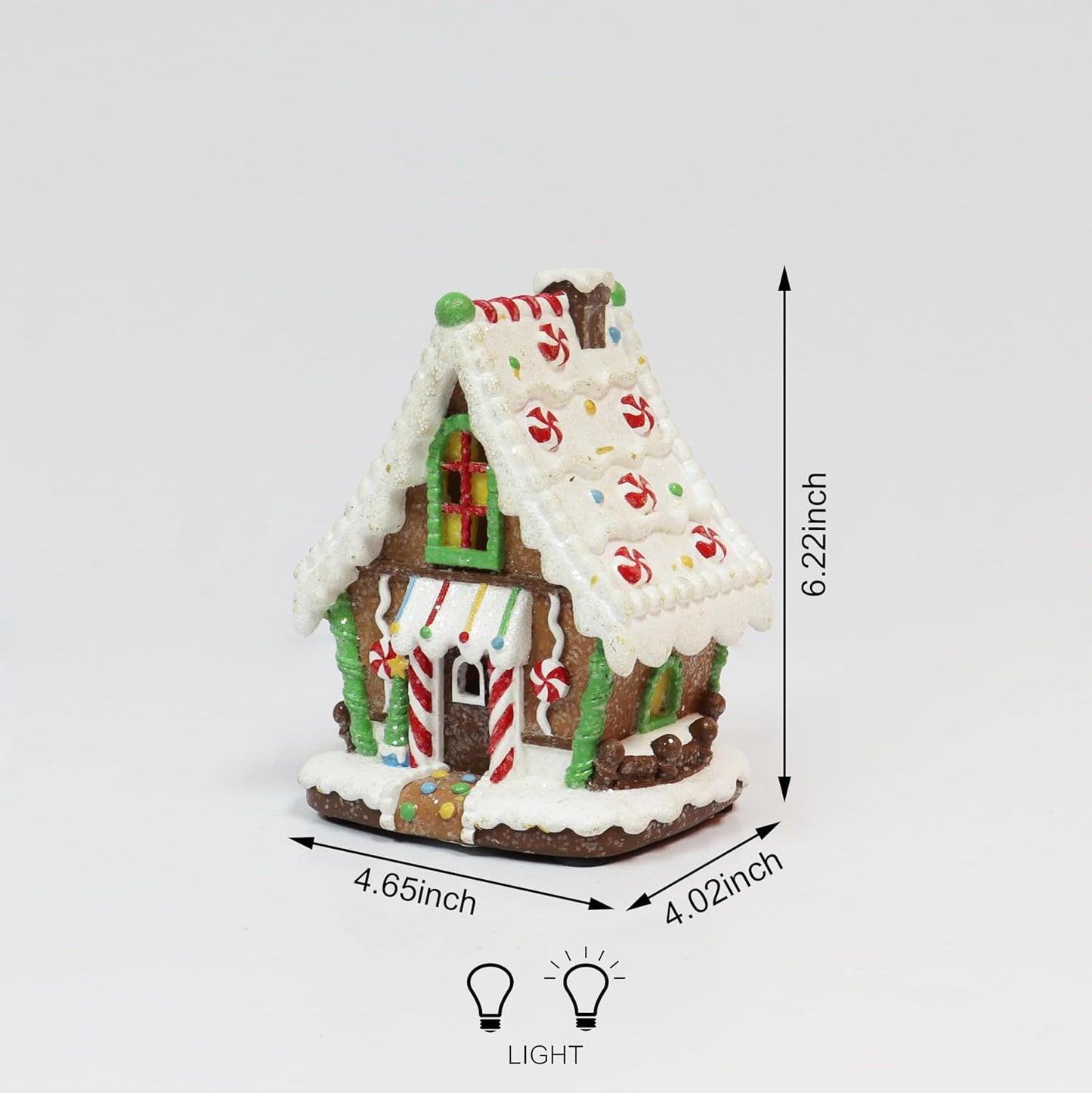 6.22”H Gingerbread Village House - LED Lights, Battery Operated Christmas Village - Hand-Painted Resin Polyresin