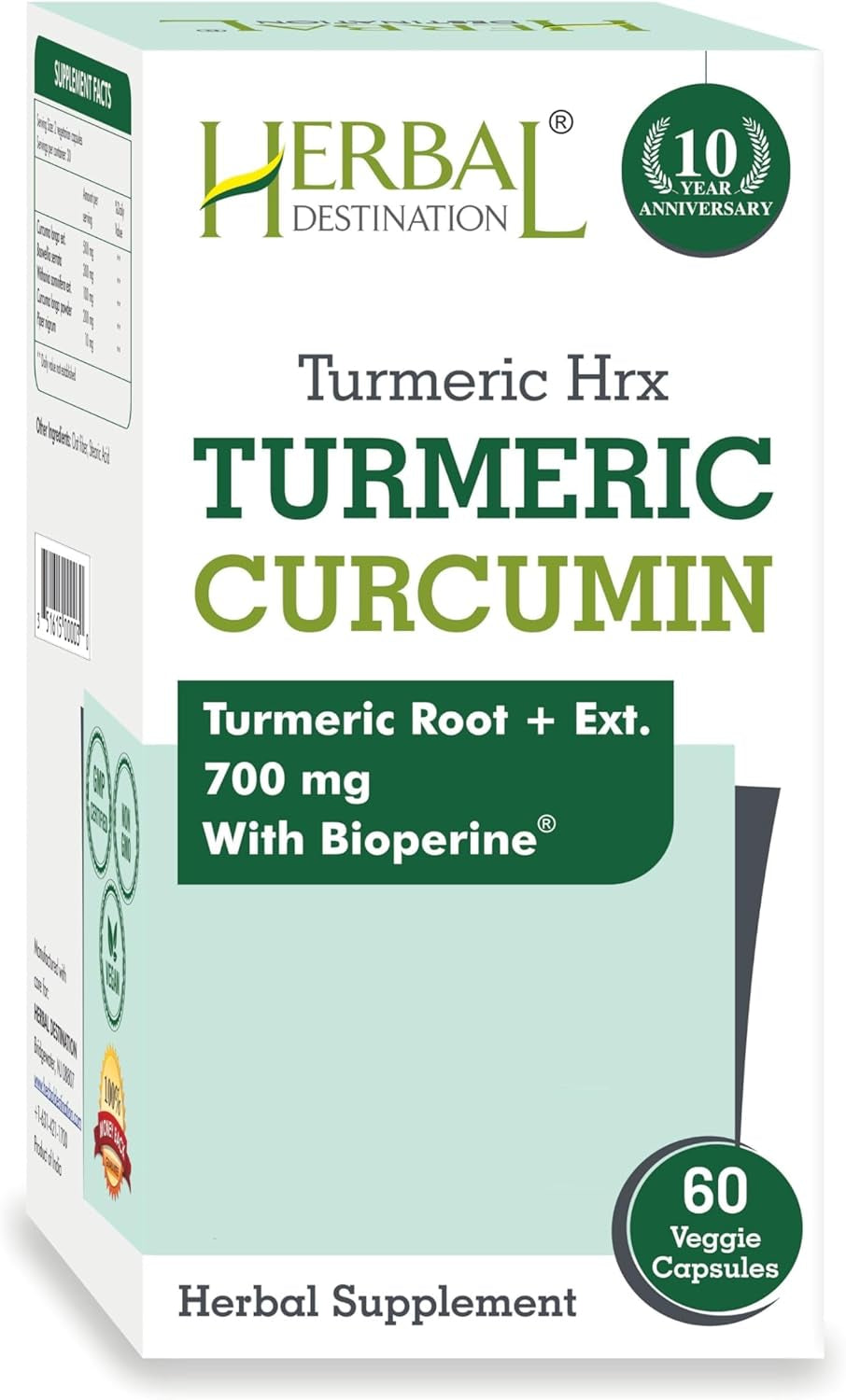Turmeric Supplement Hrx- Immune Supplement, Metabolism Booster Joint Support Supplement with Turmeric Curcumin, Boswellia, Curcuma & Black Pepper Extract - 60 Capsules TLBH