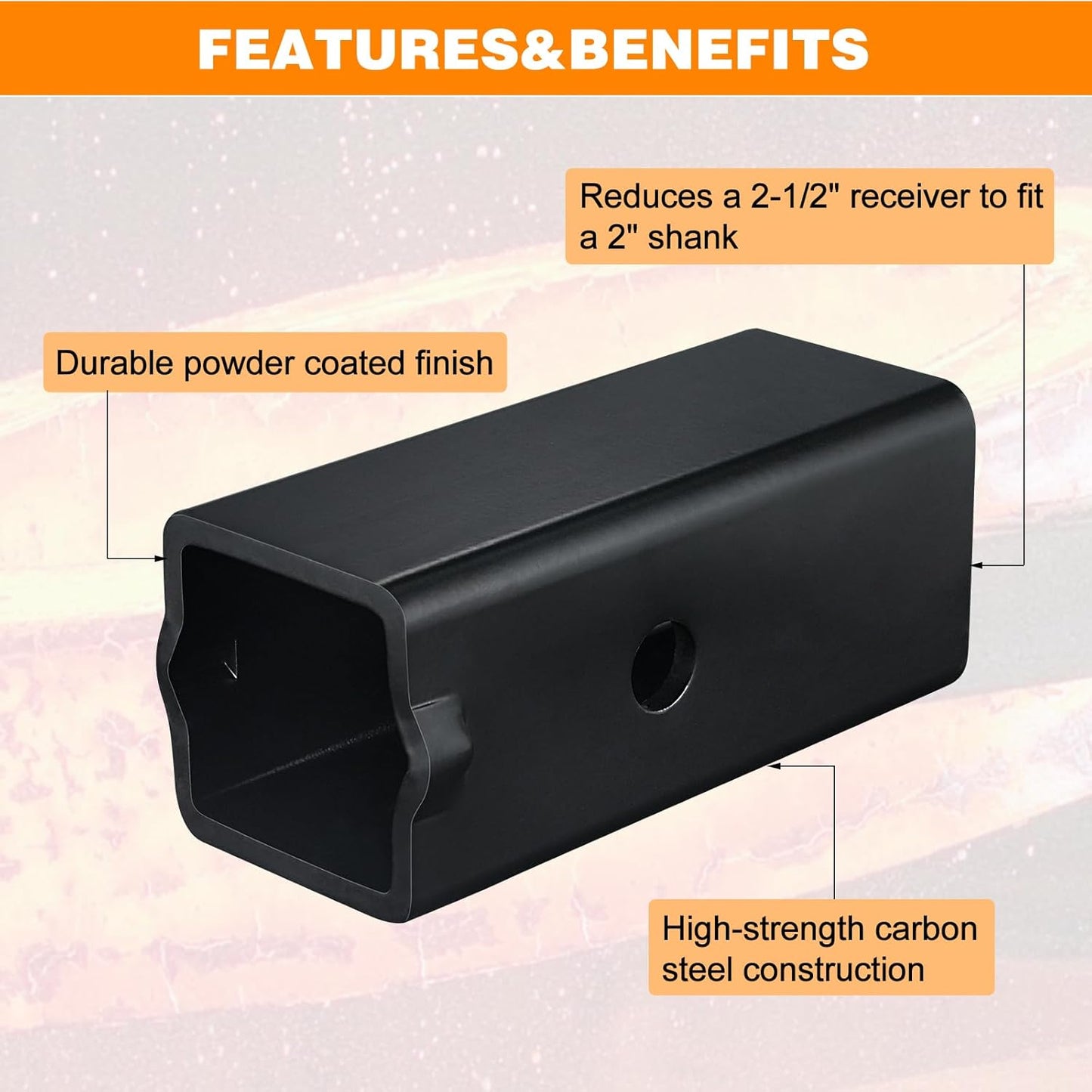 Trailer Hitch Receiver Adapter Hitch Reducer Sleeve, 2-1/2" to 2" Large to Small Receiver Hitches for Tractor Bucket, RV, Truck, Bike Rack and Cargo Carriers TRUCK DRIVER