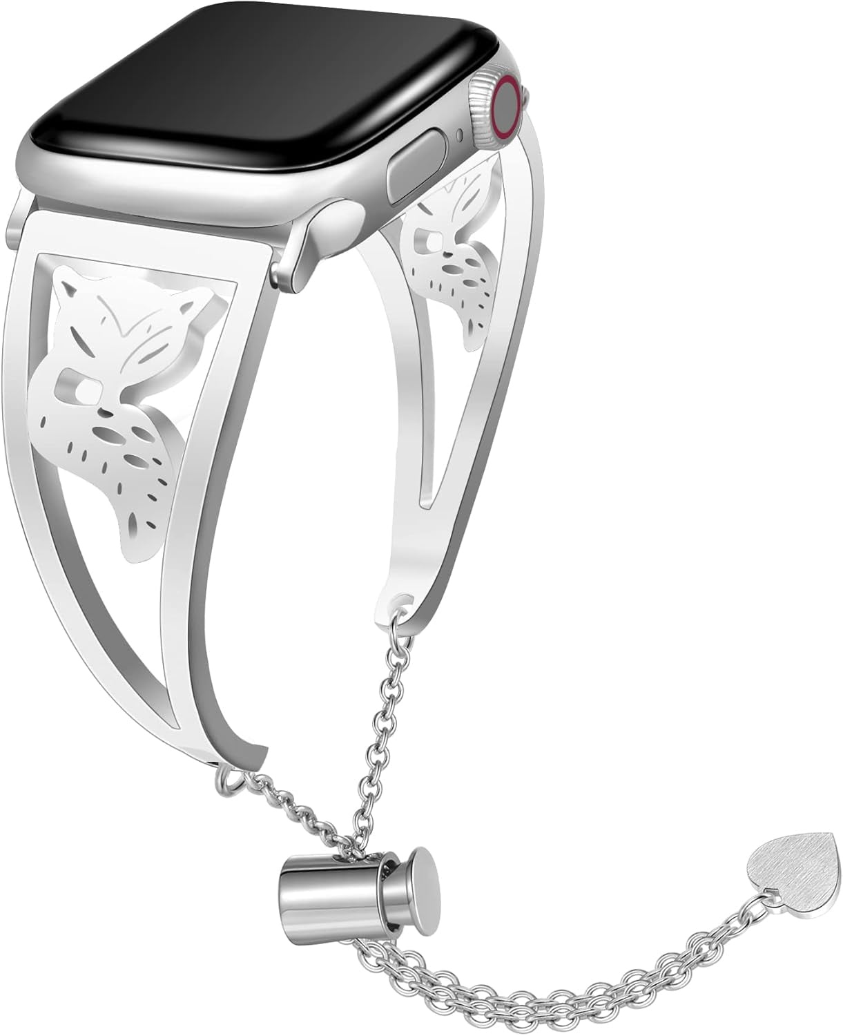 Bling Band Compatible with Apple Watch 38Mm 40Mm 41Mm 42Mm 44Mm 45Mm Iwatch SE Series 7/6/5/4/3/2/1,Cute Fox Stainless Steel Bands Dressy Jewelry Diamond Unicorn Bracelet Bangle Wristband Women.