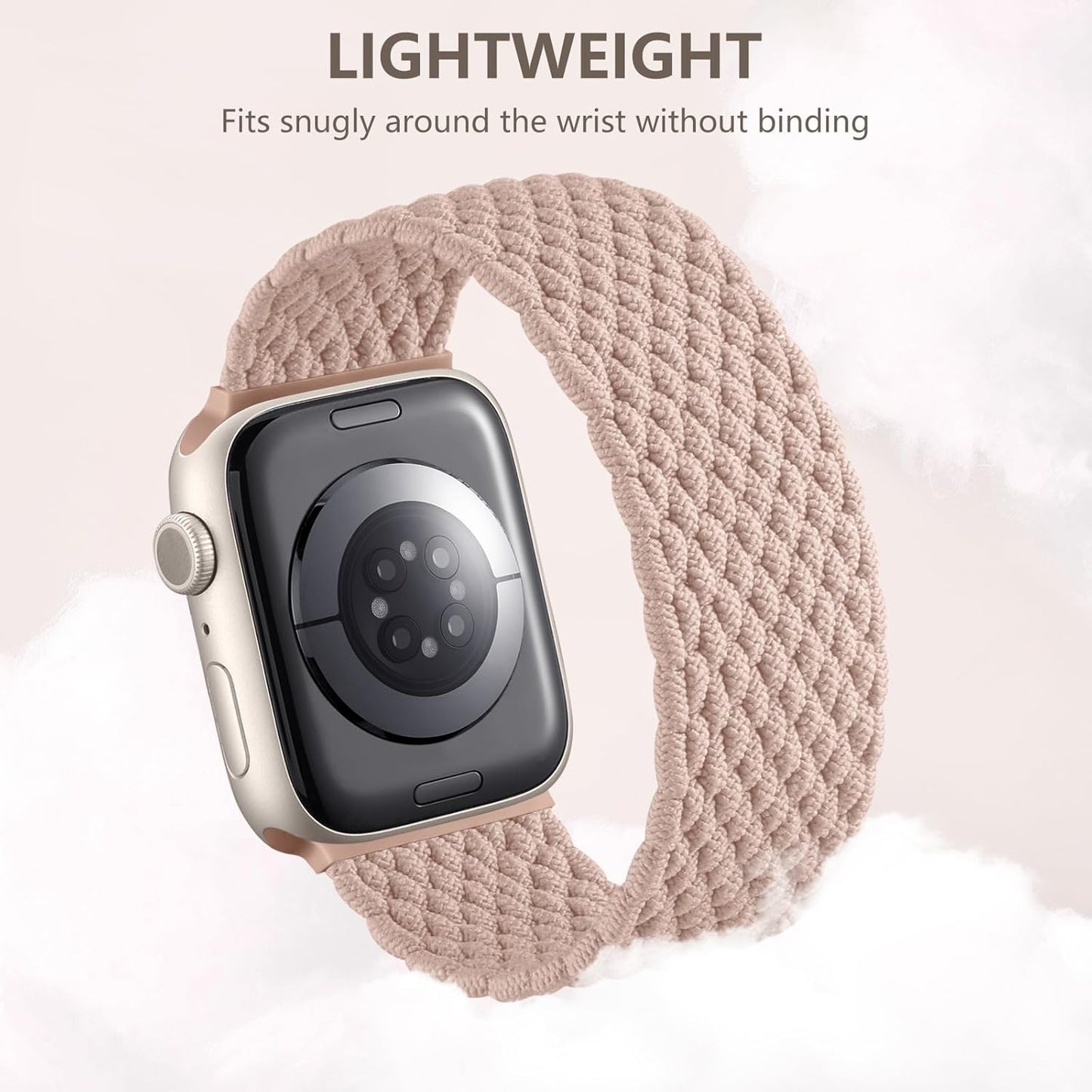 Nylon Stretchy Solo Loop, Compatible with Apple Watch 38/40/41/42/44/45/49Mm, Braided Sport Wristband Straps for Iwatch Series 9/8/7/6/5/4/3/2/1/SE, Pink
