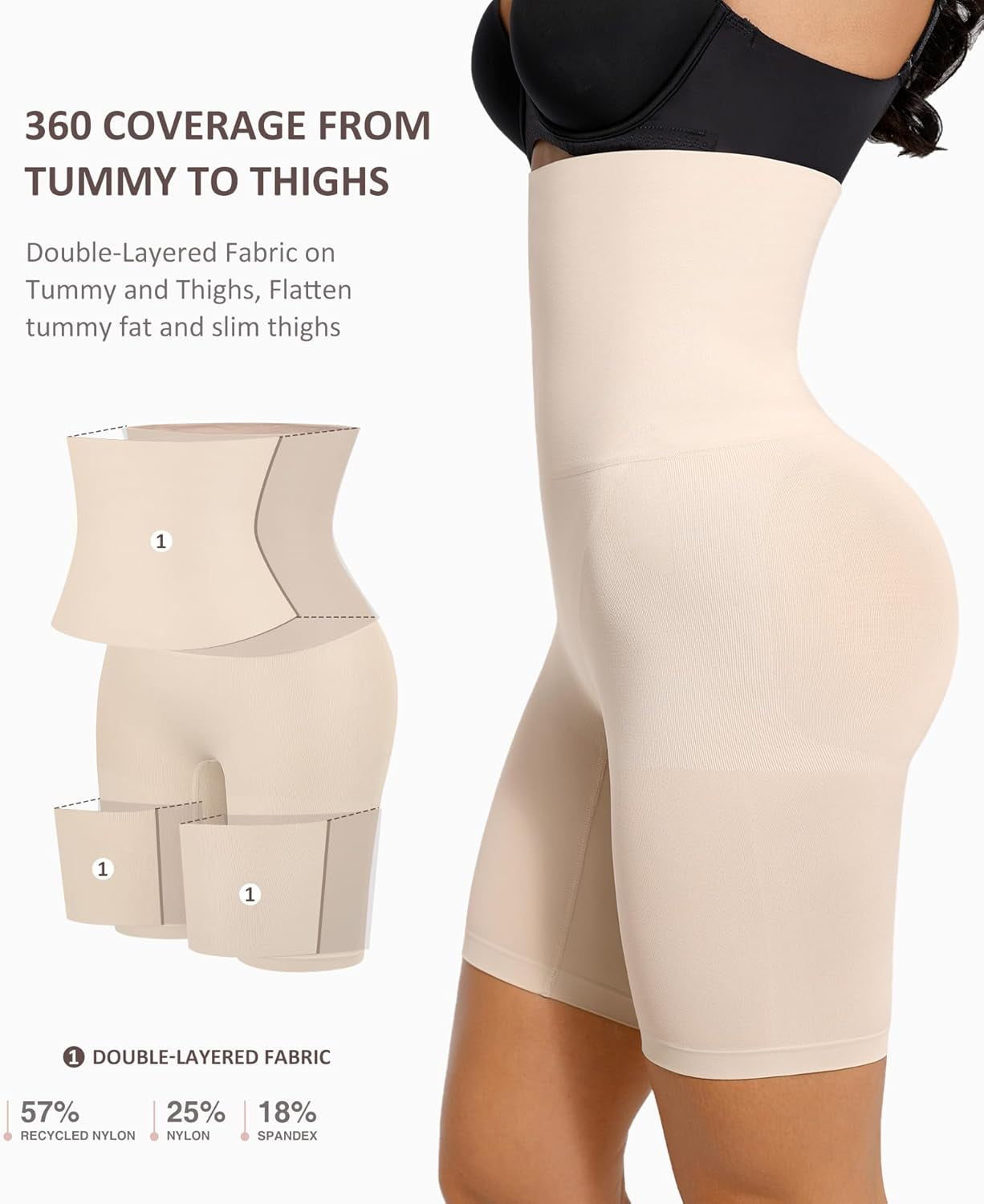Tummy Control Shapewear for Women High Waist Body Shaper Shorts Butt Lifting Control Panties