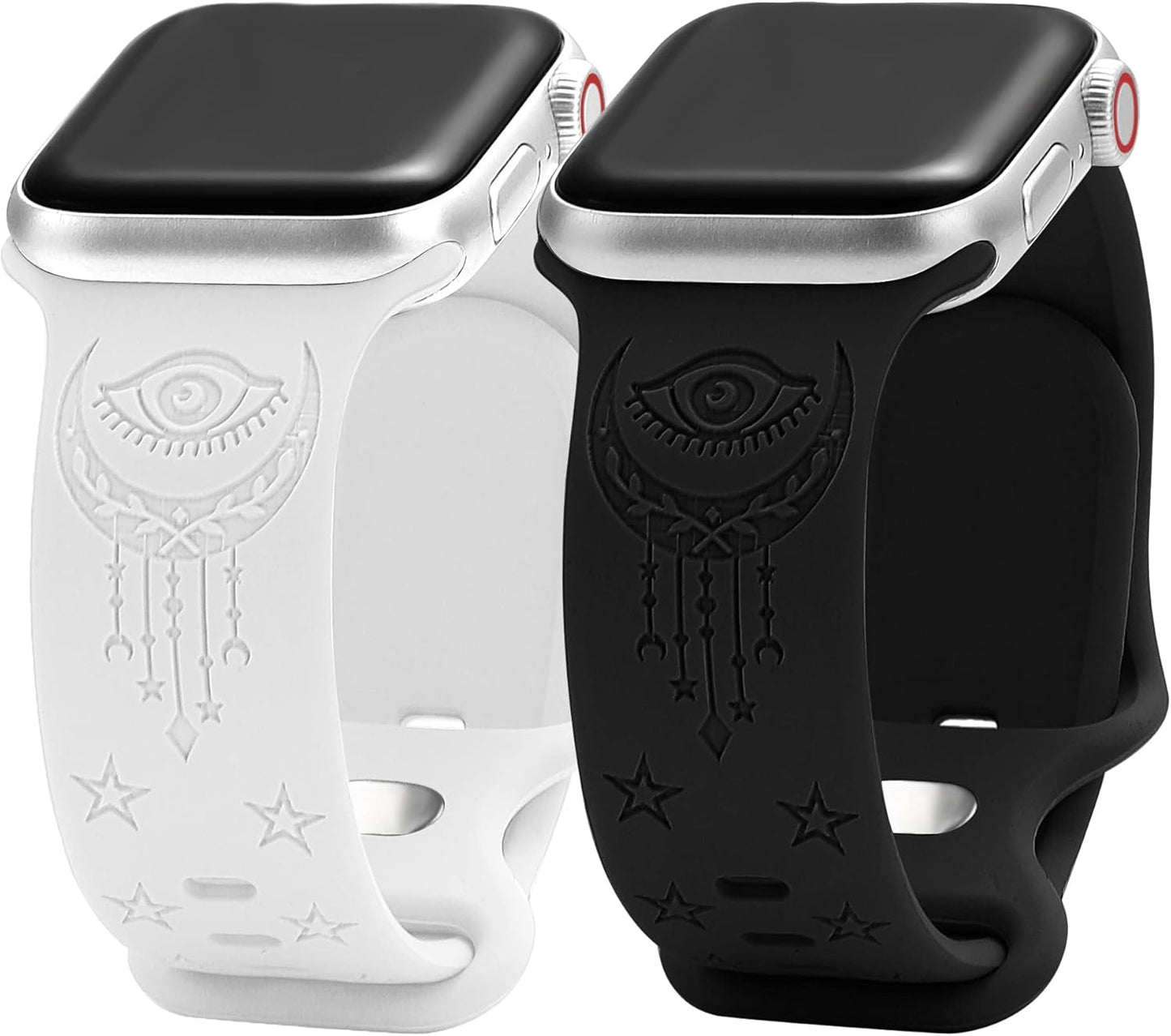 Compatible with Watch Bands 38Mm 40Mm 41Mm 42Mm 44Mm 45Mm,Women Engraved Silicone Band for Iwatch Series 7/6/5/4/3/2/1/SE