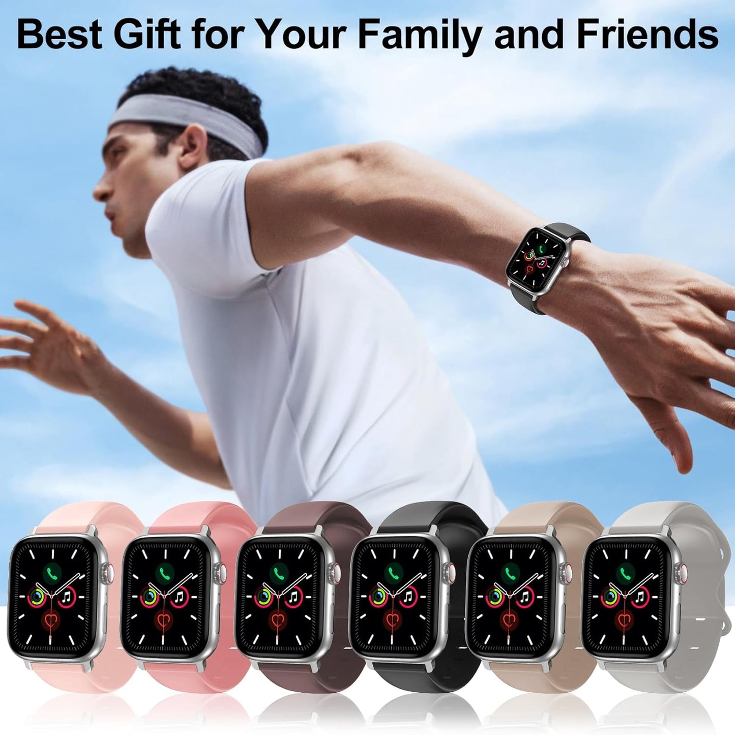 Sport Silicone Band Compatible with Apple Watch Bands for Women Men 38Mm 40Mm 41Mm 42Mm 44Mm 45Mm 49Mm, Soft Wristband Waterproof Replacement Strap for Iwatch Bands Series 9 Ultra 8 7 6 5 4 3 2 1 SE