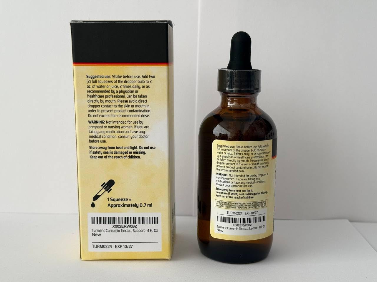 Turmeric Supplement Tincture - 1200 Mg Turmeric Curcumin with Black Pepper Extract - Alcohol and Sugar Free - Vegan Drops 4 Fl.Oz. TLBH