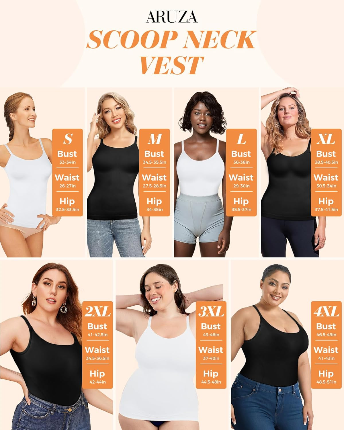 Women'S Shapewear Tummy Control Scoop Neck Camisole Tops for Women Seamless Compression Tank Top Regular and plus Size