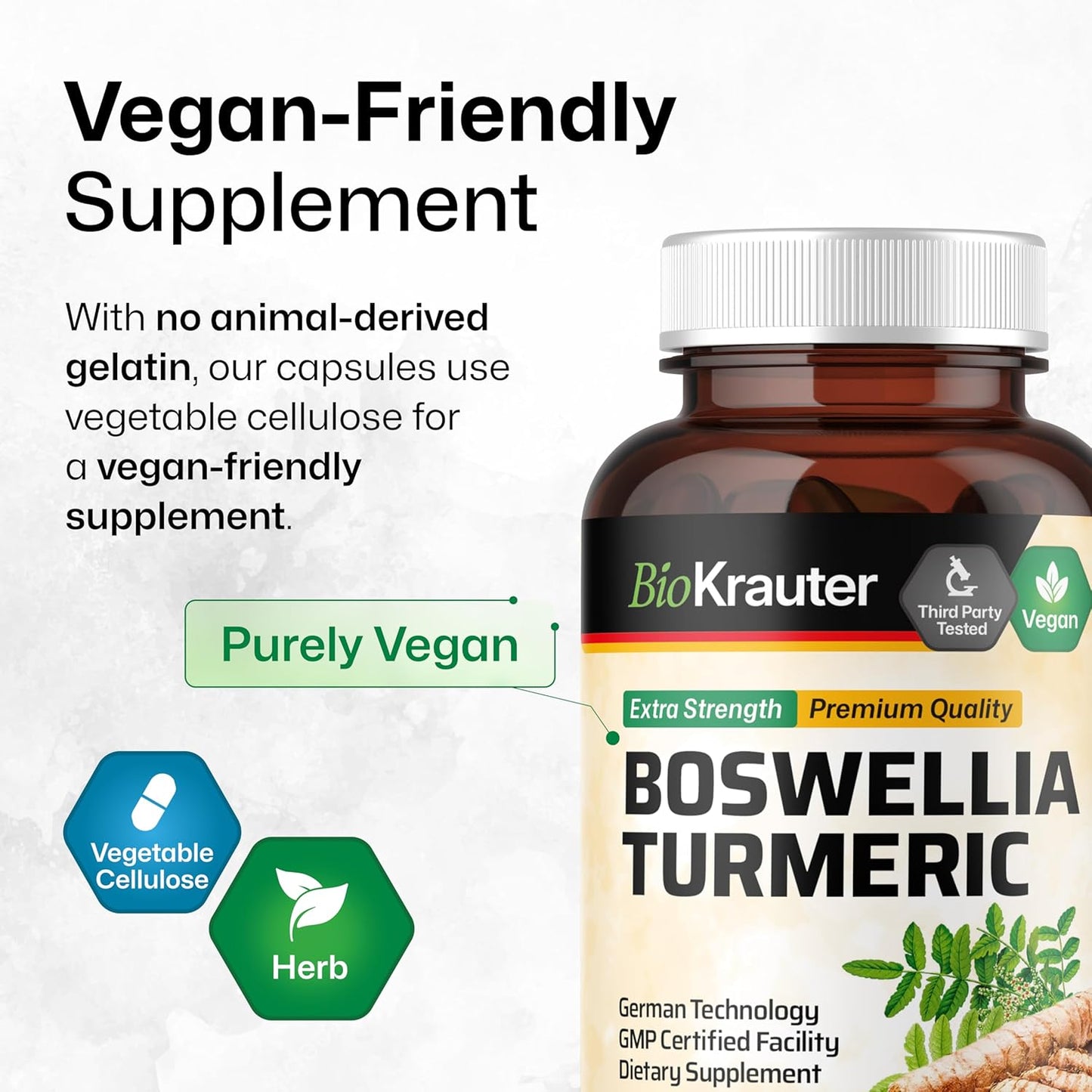 Turmeric Supplement with Boswellia Extract Capsules - 2000 Mg Blend - 100 Count - Vegan Boswellia Turmeric (Curcumin) - Formula W/Black Pepper TLBH