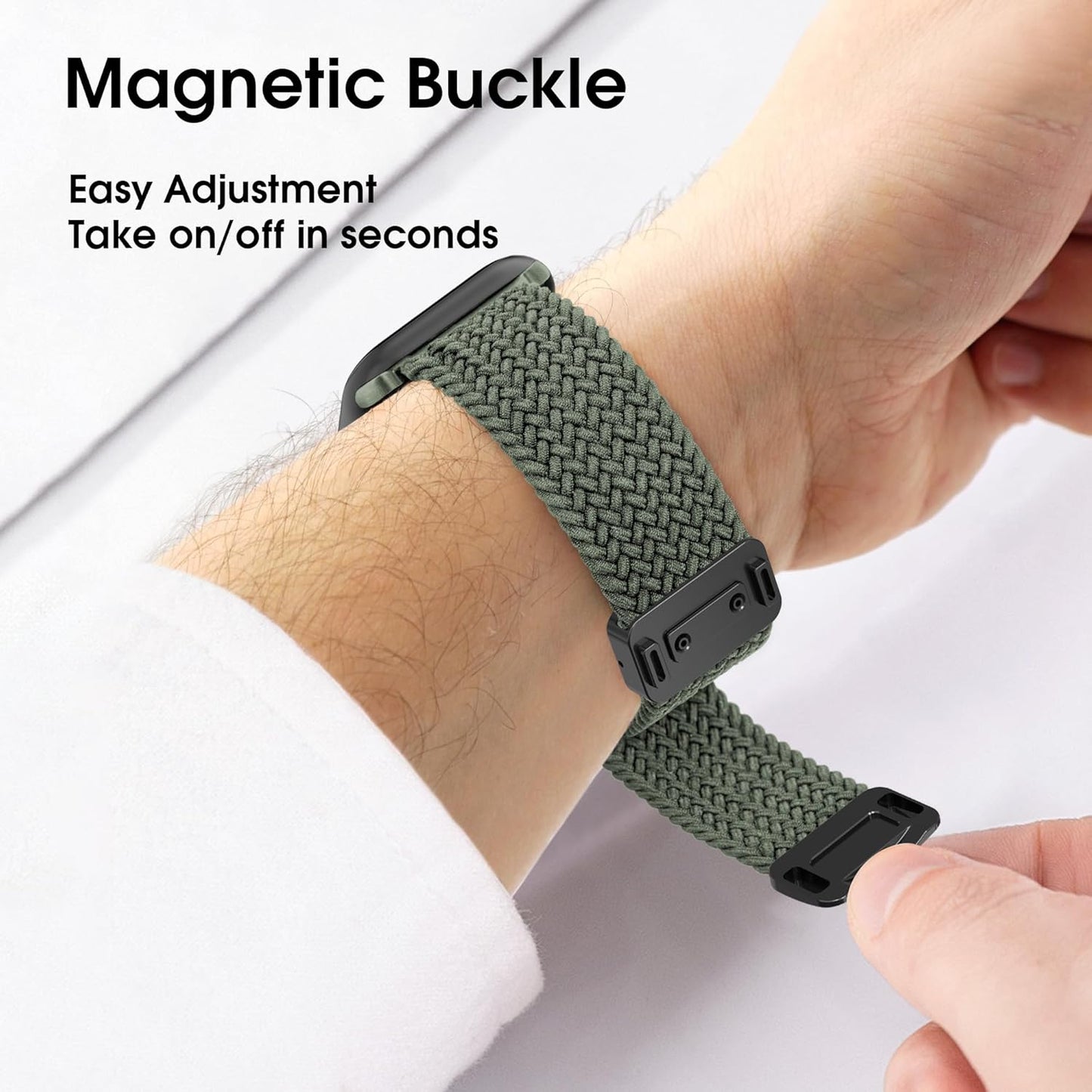 Magnetic Stretchy Watch Band Compatible for Apple Watch Band 38Mm 40Mm 41Mm,Comfortable Adjustable Straps Wristbands for Iwatch Series 9 8 7 6 5 4 SE 3 2 1 Ultra 1 2 Women Men, Army Green