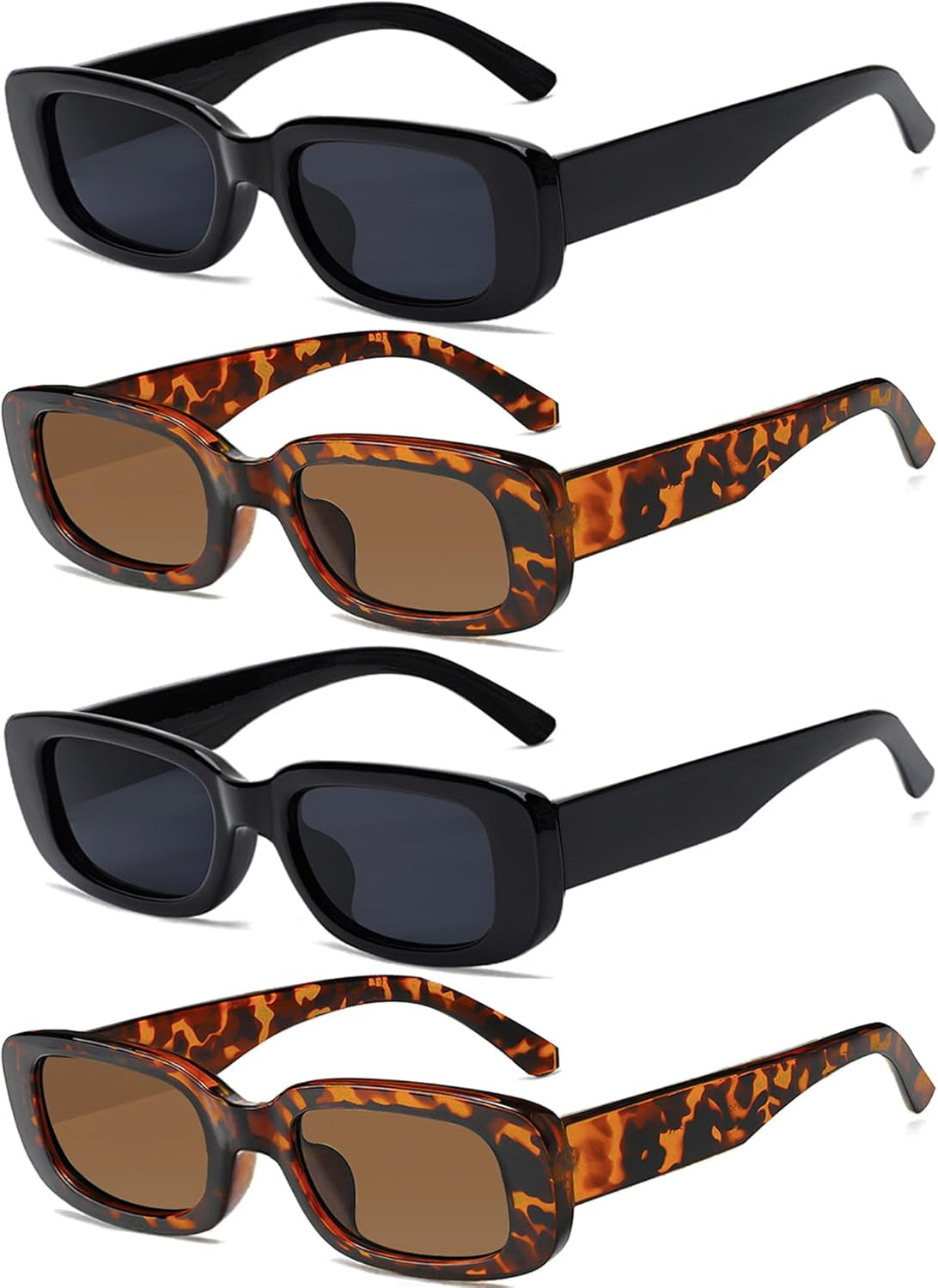 4 Pieces Retro Vintage Sunglasses Small Square Rectangle 90S Glasses Trendy Y2K for Women Aesthetic Accessories