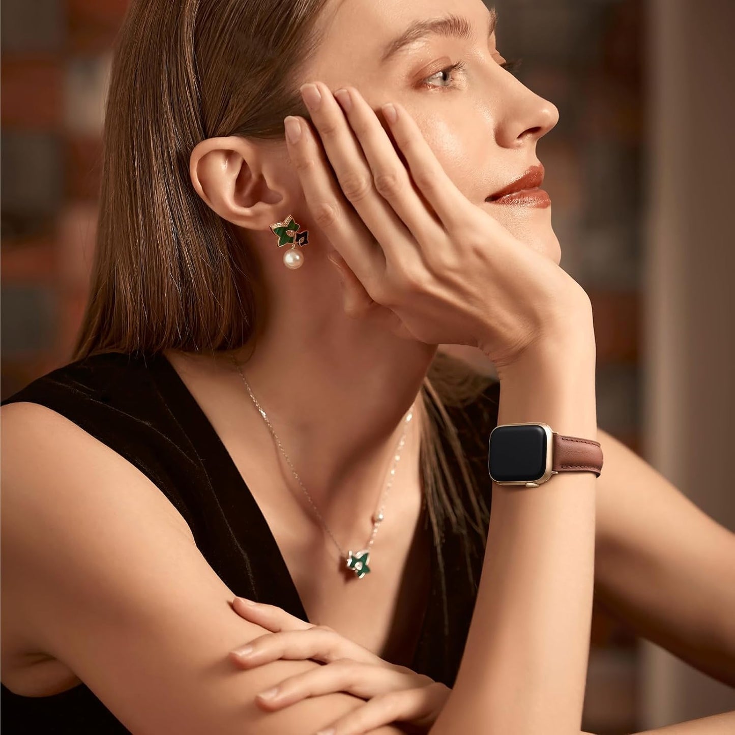 Leather Band Compatible with Apple Watch Bands 44Mm 40Mm 45Mm 42Mm 41Mm 38Mm 49Mm Women Men, Top Grain Genuine Leather Strap Wristband for Iwatch Series 9 8 7 6 5 4 3 2 1 SE Ultra 2 Ultra
