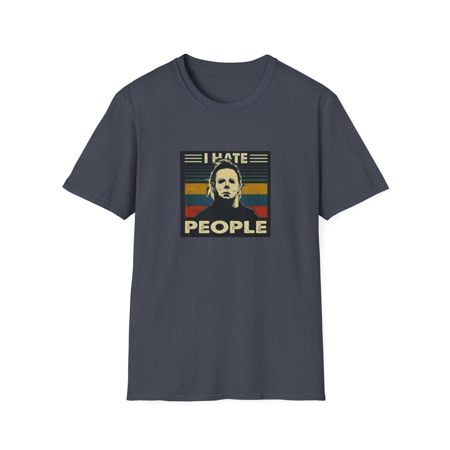 Tees Michael Myers I Hate People Vintage Print Short-Sleeved Tee Men'S Black T Shirt Unisex Softstyle T-Shirt