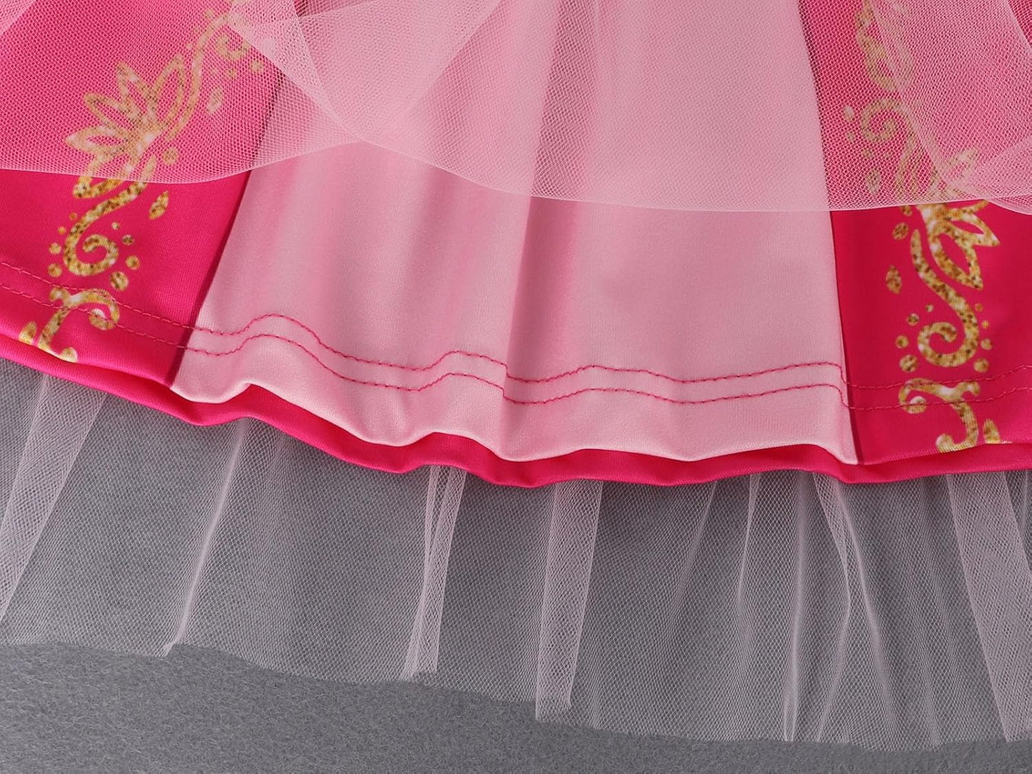 Girls Princess Costume Dress Toddler Kids Short Flutter Sleeve Tulle Dress up Halloween Cosplay Theme Party Outfit