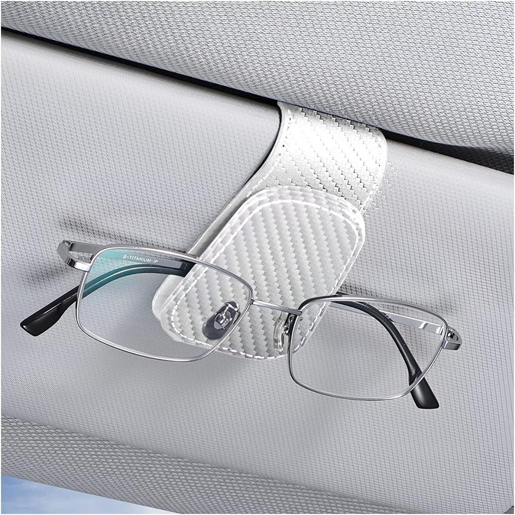 Sunglasses Holders for Car Sun Visor, Leather Eyeglasses Hanger Mounter, Magnetic Glasses Holder and Ticket Card Clip, Auto Interior Accessories Universal for SUV Pickup Truck TRUCK DRIVER