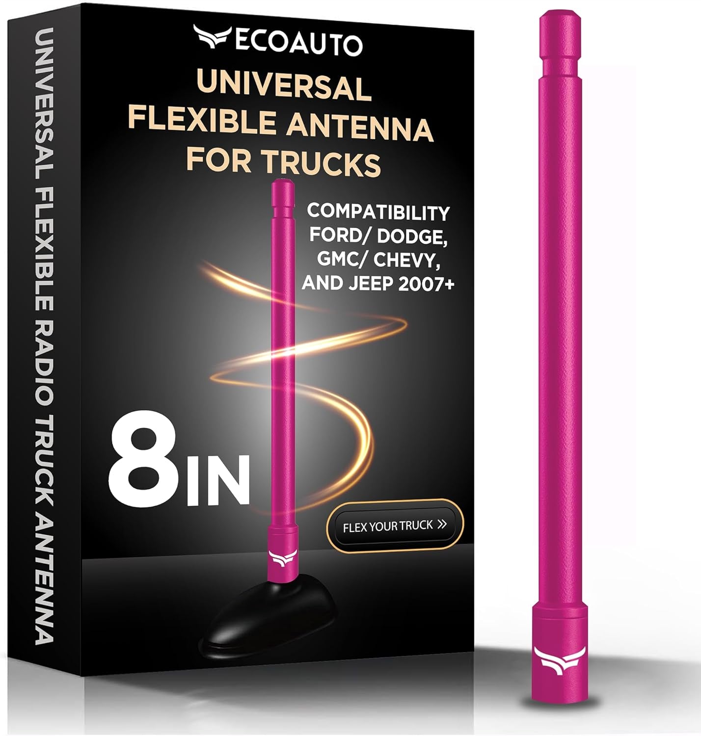Universal Radio Truck Antenna (5" Flexible) - Fit for Ford, Dodge, GMC, Chevy, Jeep (2007+) - Perfect Truck Accessories for Men - anti Theft, Carwash Safe, Short Replacement Antenna for Truck TRUCK DRIVER