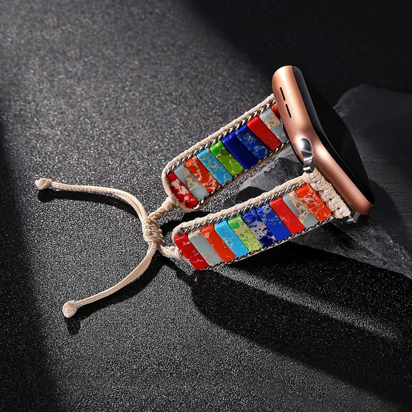 Beaded Boho Watch Band Compatible with Apple Watch Bands 38Mm 40Mm 41Mm 42Mm 49Mm 45Mm Handmade Natural Stones Multilayer Pearl Jewelry Adjustable Braided Bracelet Strap for Iwatch Series Ultra 8 7 6 5 4 SE