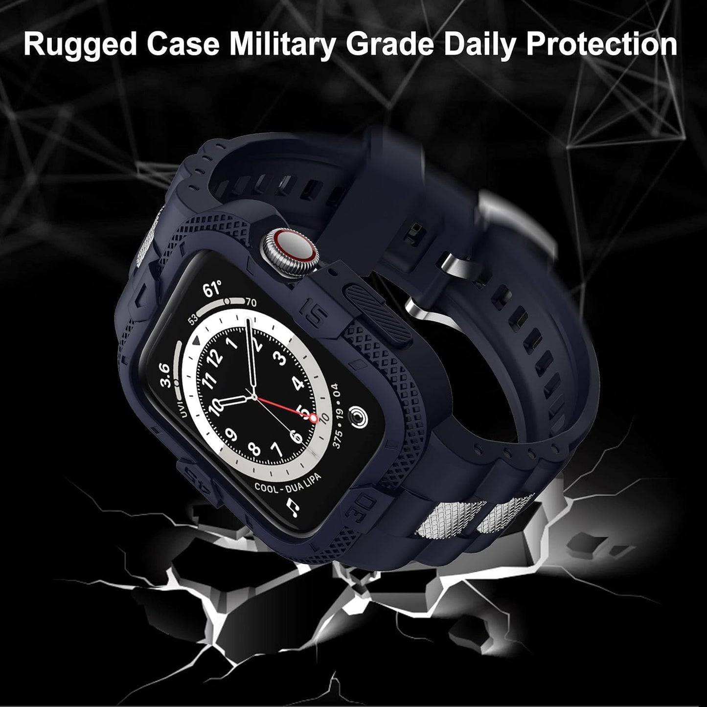 Bands Compatible for Apple Watch Band 41Mm 40Mm 38Mm, Men Sport Rugged Band with Protective Case for Watch Series 9 8 7/Series 6 SE 5 4 3, Blue
