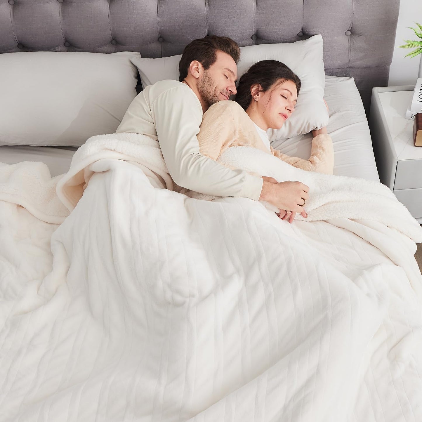[5 Year Warranty Heated Blanket King Size, Dual Control, Electric Blanket 90"X 100", Double-Sided Faux Fur&Sherpa, Overheat Protection, 10 Heating Levels & 12H Auto Off, CPF, Home Office
