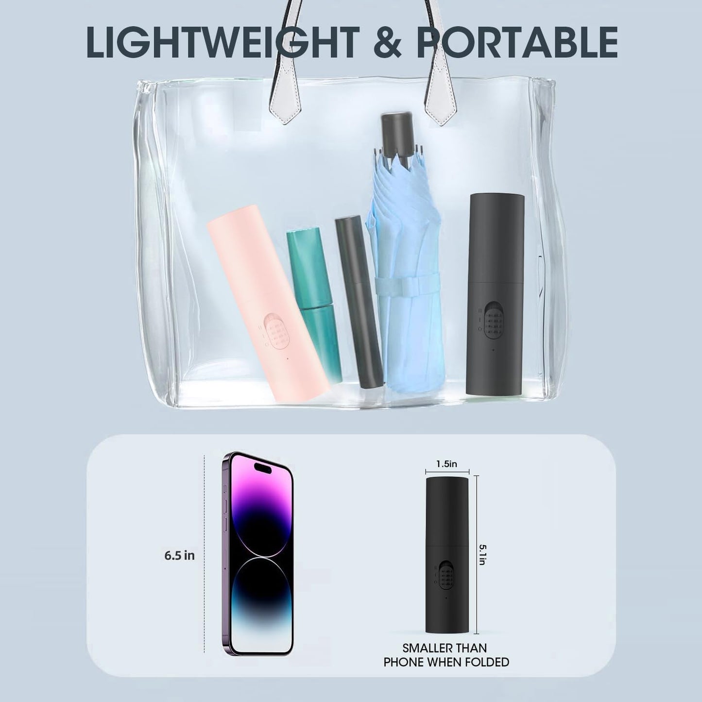 Handheld Fan Rechargeable, Mini Portable Fan Small Hand Fan, 3000Mah Battery Operated 22Hrs+ Makeup Eyelash Fan Personal Fan Gifts for Women Girls Men Travel Indoor Outdoor (Black)