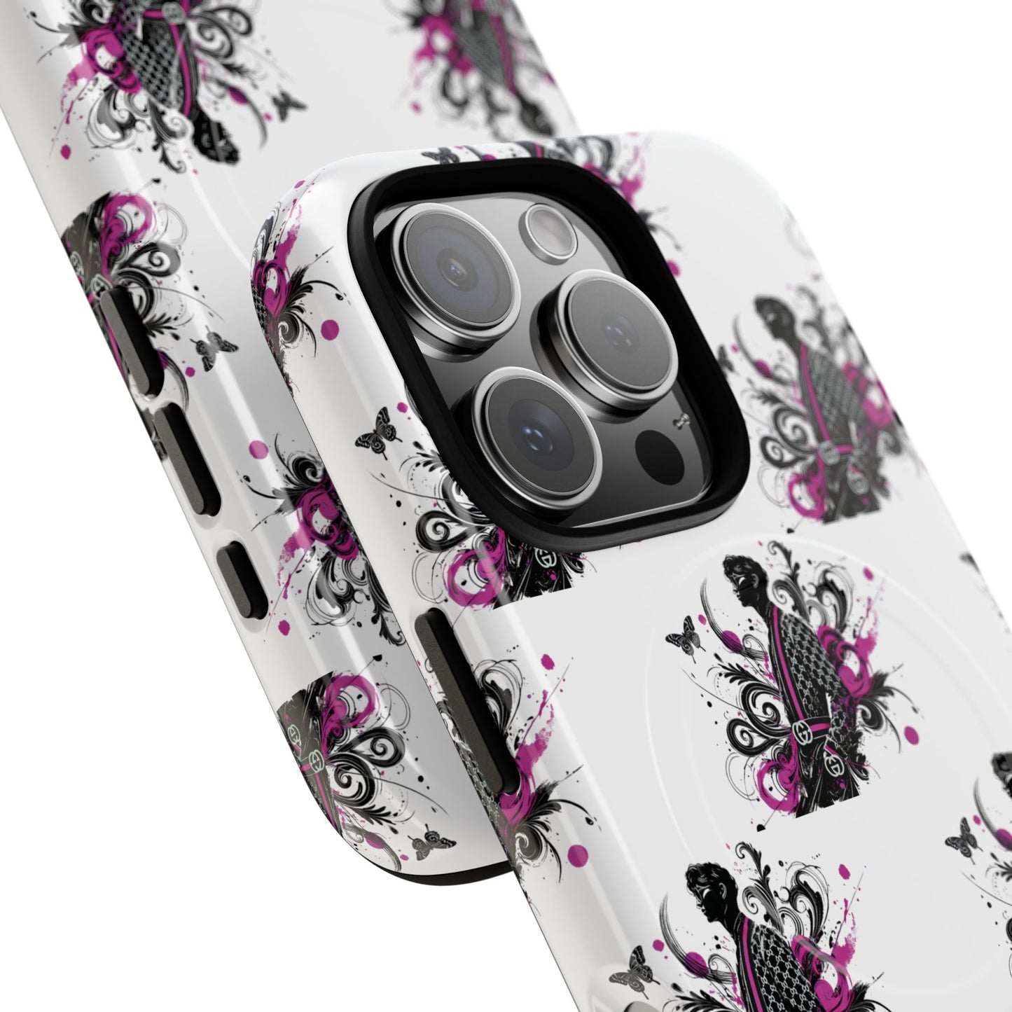 Stylish Tough Magnetic Phone Case with Vibrant Floral Design