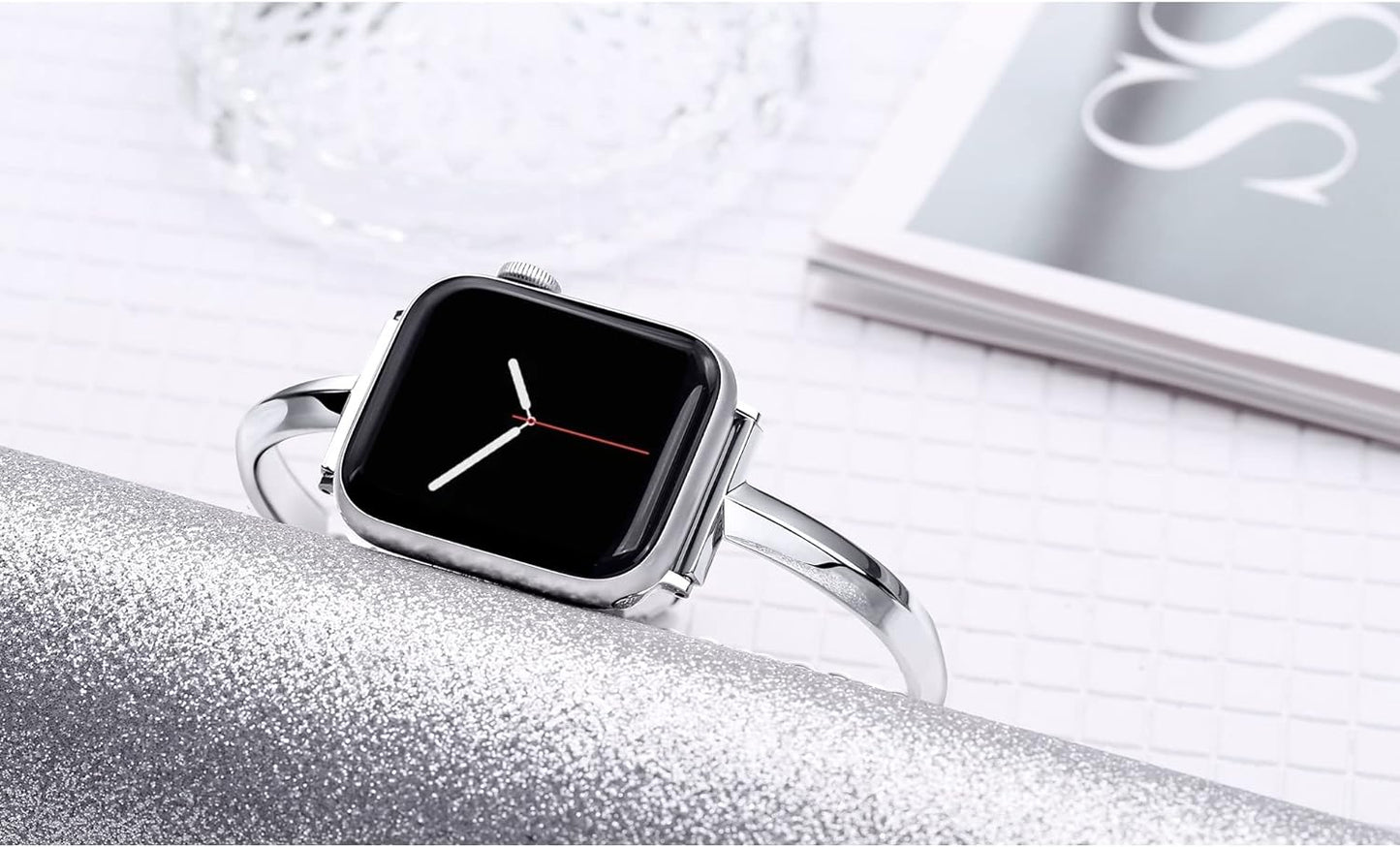 Stainless Steel Band Compatible with Apple Watch Band 38Mm 40Mm 41Mm 42Mm 44Mm 45Mm Iwatch SE Series 9 8 7 6 5 4 3 2 1, Slim Versatile Bangle Bracelet for Women