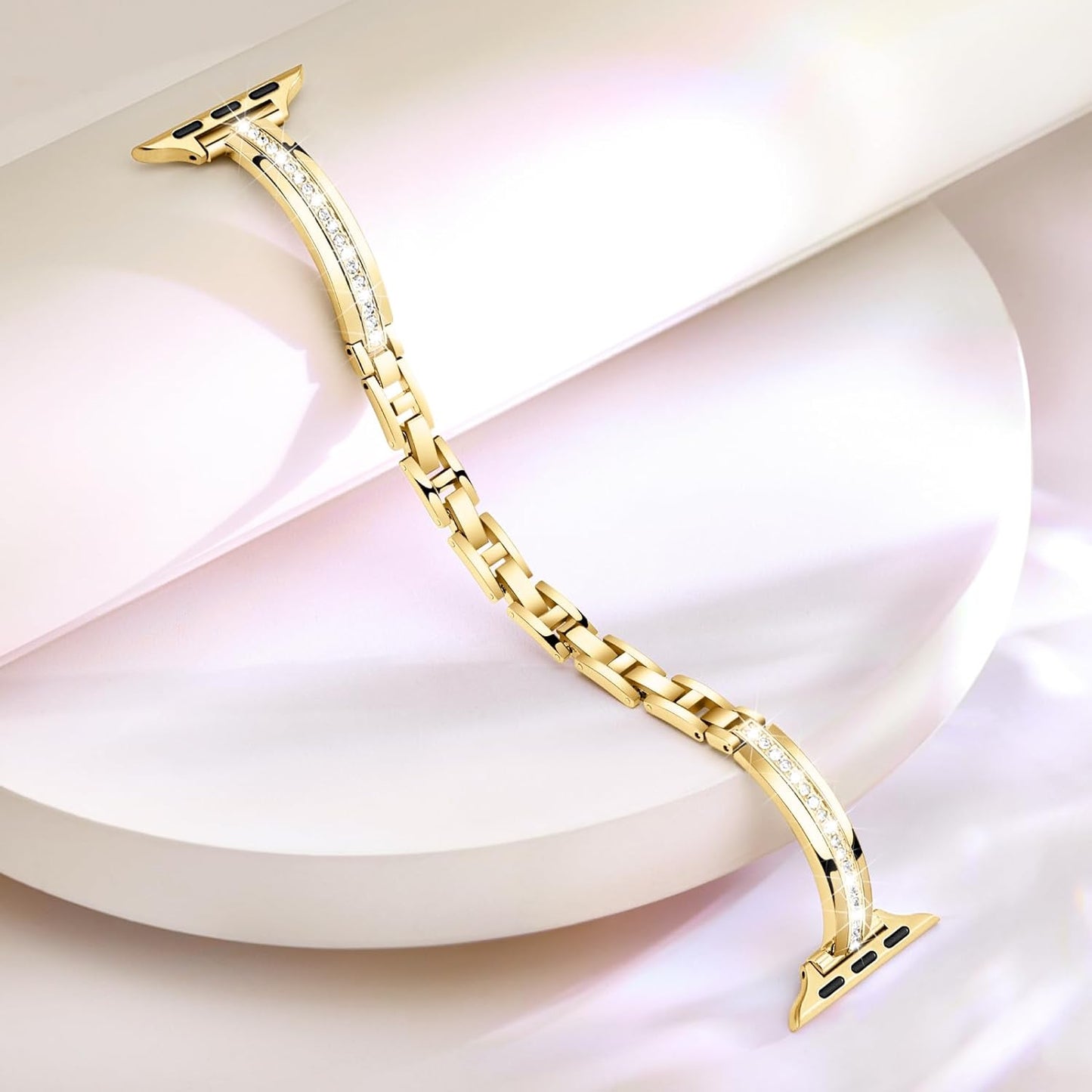 Bands Compatible with Apple Watch Band 38Mm 40Mm 41Mm 42Mm 44Mm 45Mm 49Mm for Women Girl, Slim Metal Dressy Jewelry Bracelet with Bling Diamond for Iwatch Series 9 8 7 6 5 4 3 2 1 SE Ultra