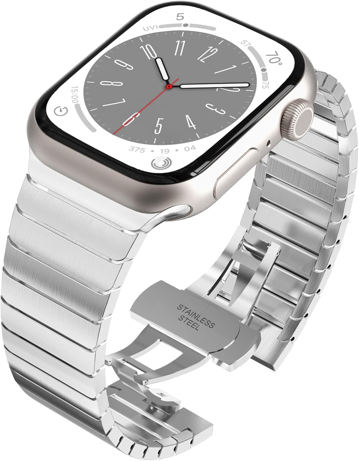 Compatible for Apple Watch Ultra 2 Band Ultra Band 49Mm 46Mm 45Mm 44Mm 42Mm Series 10 9 8 7 for Men, 24Mm Wide Stainless Steel Metal Bands for Apple Watch Iwatch SE Series 6 5 4 Link, Black