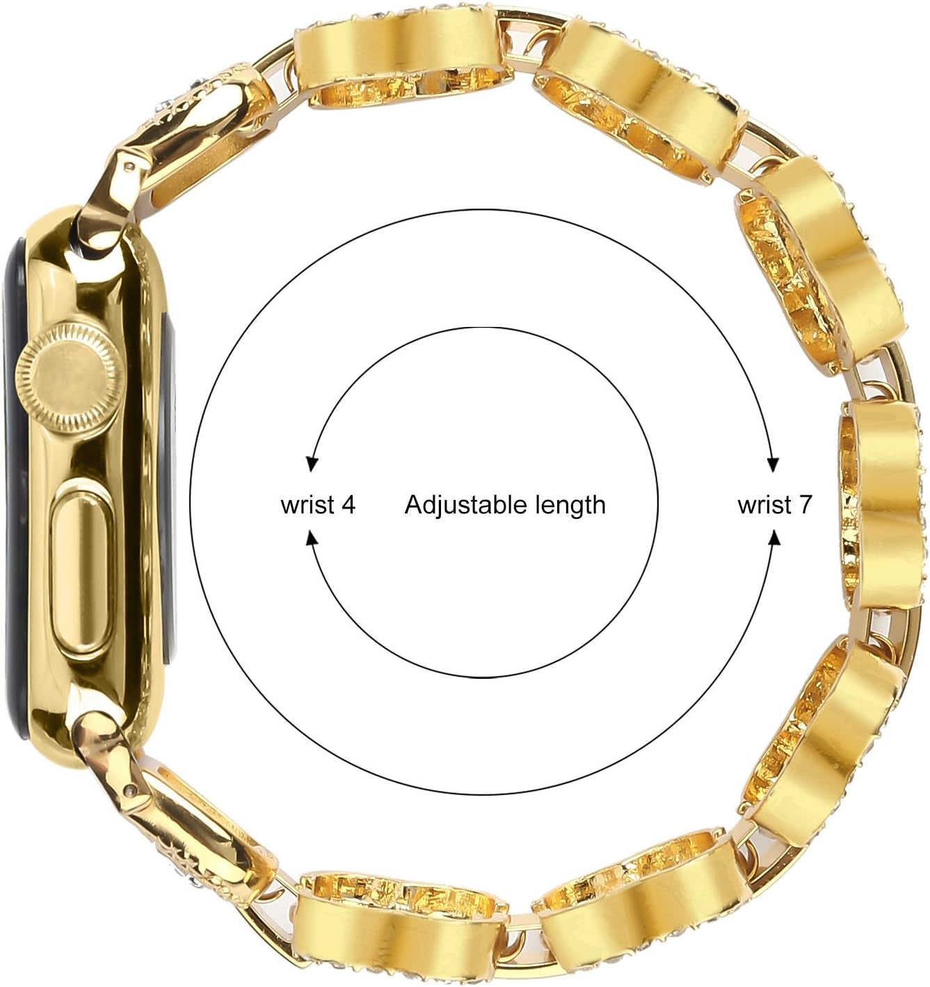 Rhinestone Bracelet for Apple Watch Band Series 9 8 7 6 5 4 3 2 1 SE 41Mm 38Mm 40Mm 49Mm 45Mm 42Mm 44Mm Women Girl Adjustable Jewelry Handmade Gift Replacement Strap for Iwatch Band