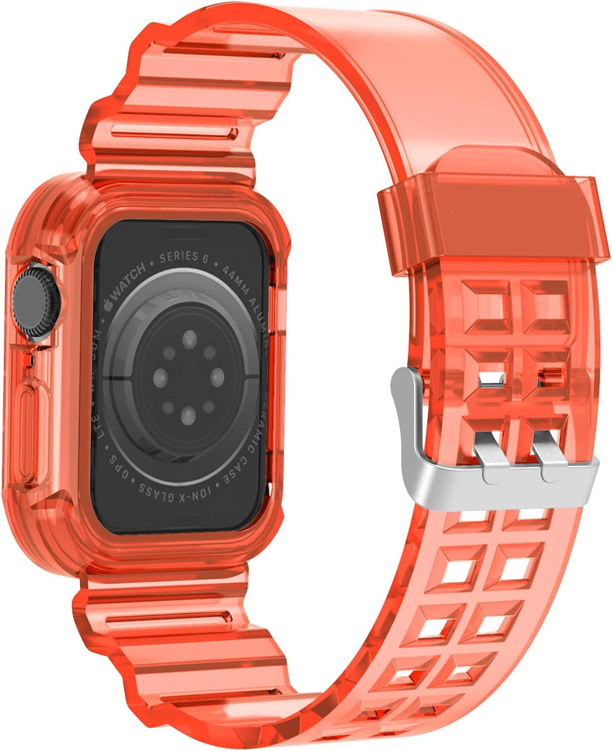 Band Compatible with Clear Apple Watch Bands 38Mm 40Mm 42Mm 44Mm with Rugged Bumper Case for Iwatch Series 6 5 4 3 2 1 SE, Glacier Clear Sports Watch Strap for Women and Men
