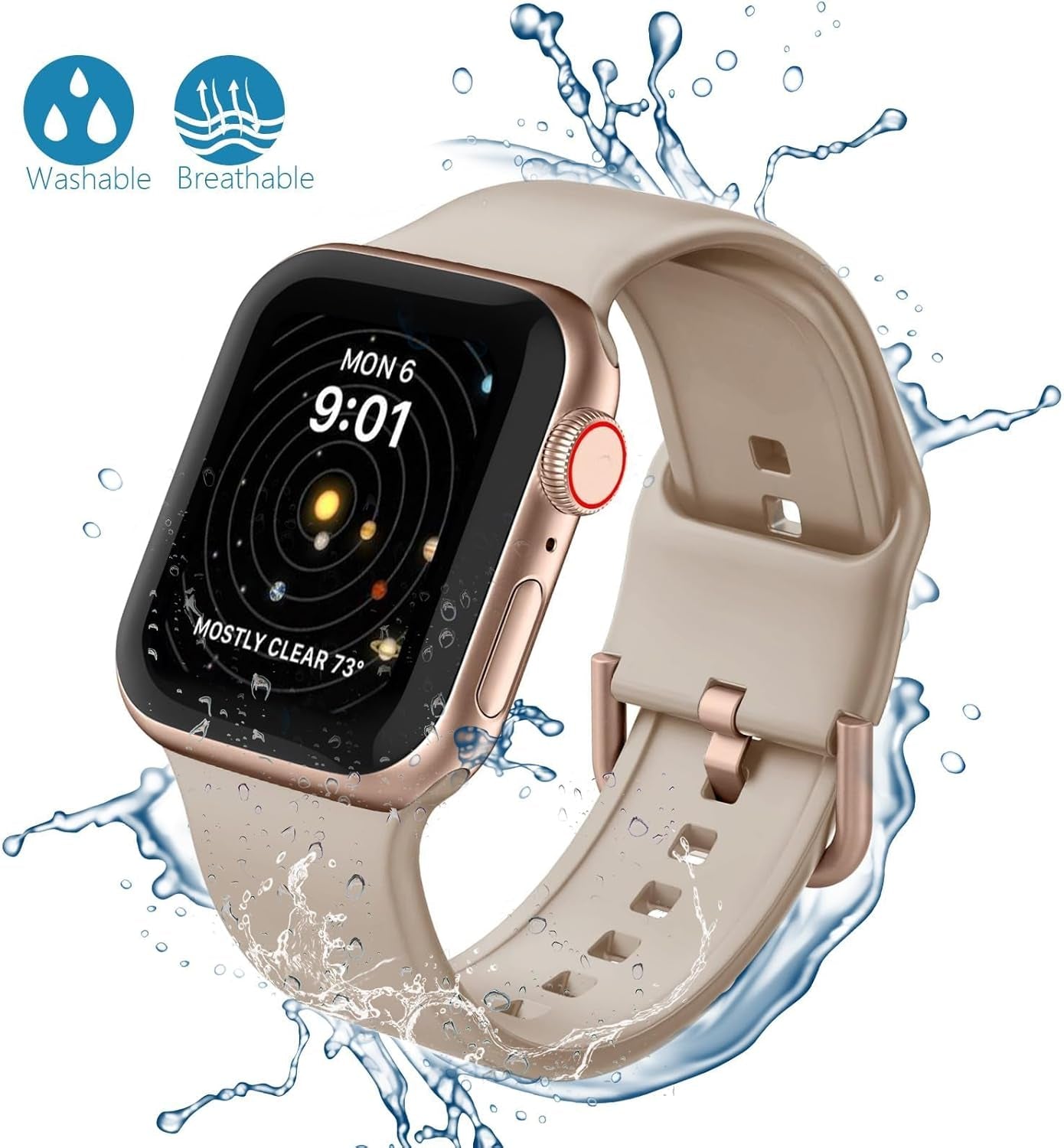 Silicone Band for Men and Women,Compatible with Apple Watch Band 38Mm 40Mm 41Mm 42Mm 44Mm 45Mm 49Mm,Sports Waterproof for Iwatch Bands Series 9 8 7 6 5 4 3 2 1 SE Ultra.