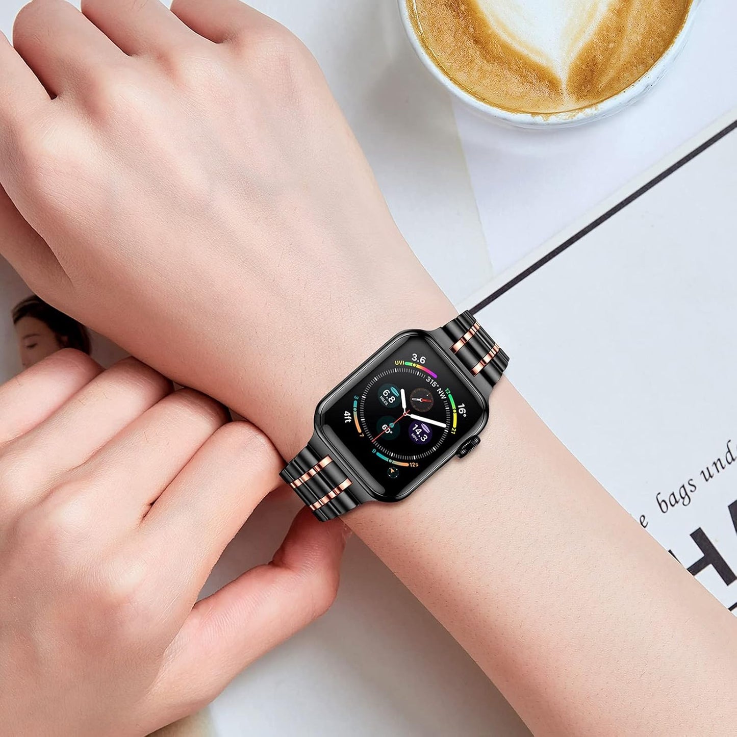 Stainless Steel Bands Compatible with Apple Watch Band 38Mm 40Mm 41Mm 42Mm 44Mm 45Mm Woman Men, Adjustable Metal Replacement Strap for Iwatch Apple Watch Series 9 8 7 6 5 4 3 2 1 SE