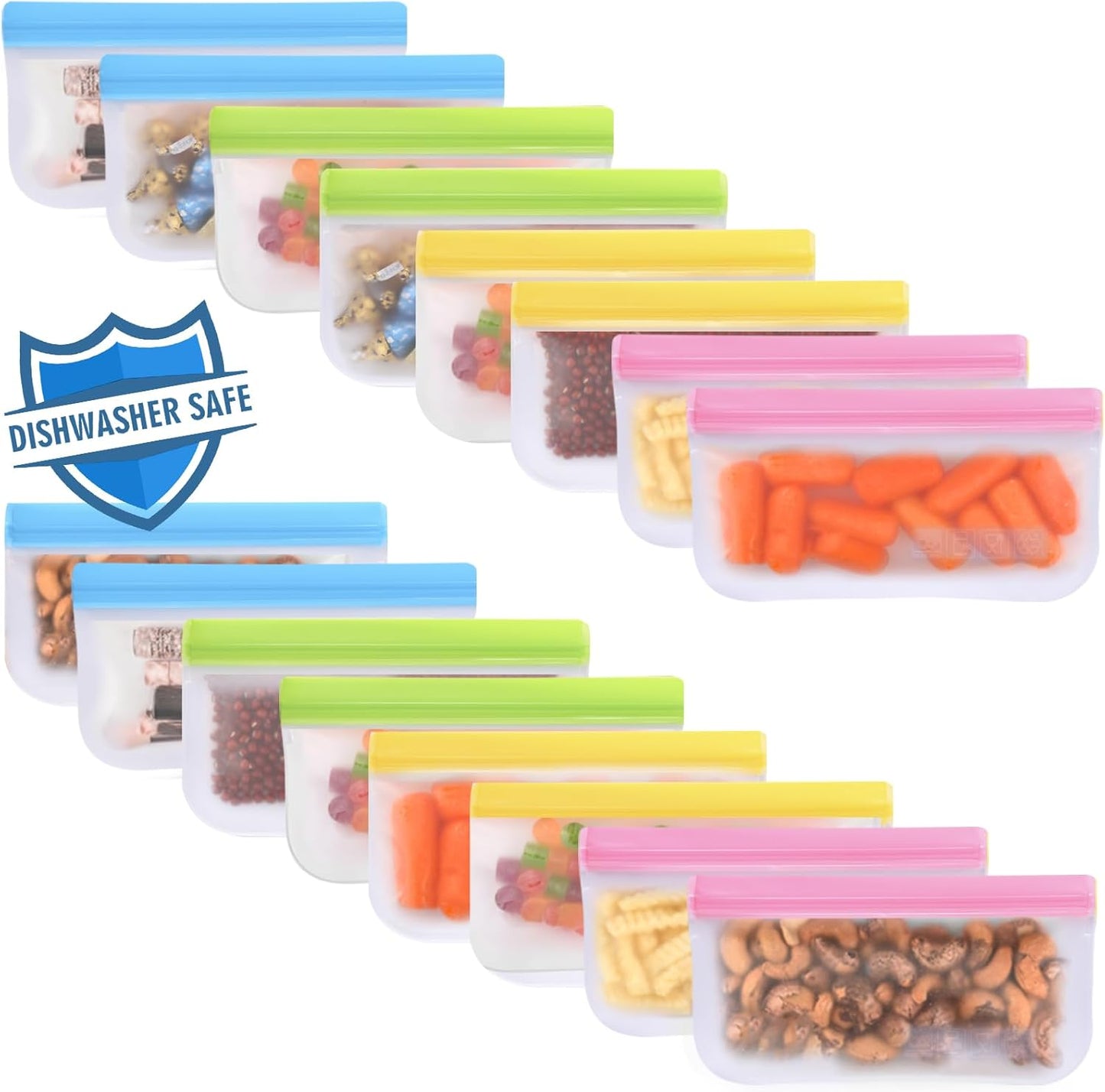6 Pack Reusable Gallon Freezer Bags Dishwasher Safe, BPA Free Reusable 1 Gallon Bags Silicone, Leakproof Reusable Storage Bags for Marinate Meats, Cereal, Vegetables, Home Organization(Grey)