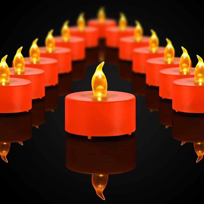 Tea Light Candles with Remote Control,Flickering Flameless LED Candle,Long Lasting 400+Hours,Battery Operated with Timer for Home Decoration Seasonal &Festival Celebration Warmyellow (24Pcs)