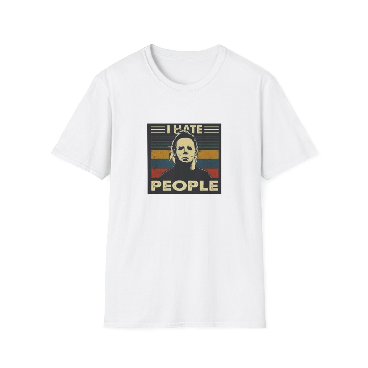 Tees Michael Myers I Hate People Vintage Print Short-Sleeved Tee Men'S Black T Shirt Unisex Softstyle T-Shirt