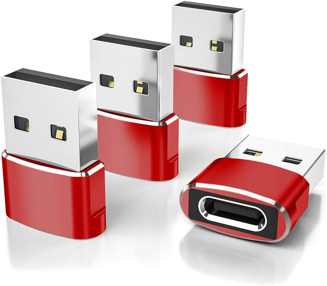 USB to USB C Adapter 4 Pack,Usbc Female to a Male Car Charger,Type C Converter for Iphone 16 16E Pro Max,15 14 13 12 Plus,Apple Watch Iwatch 10 9 8,Airpods,Ipad Air Mini 6 7,Samsung Galaxy S25
