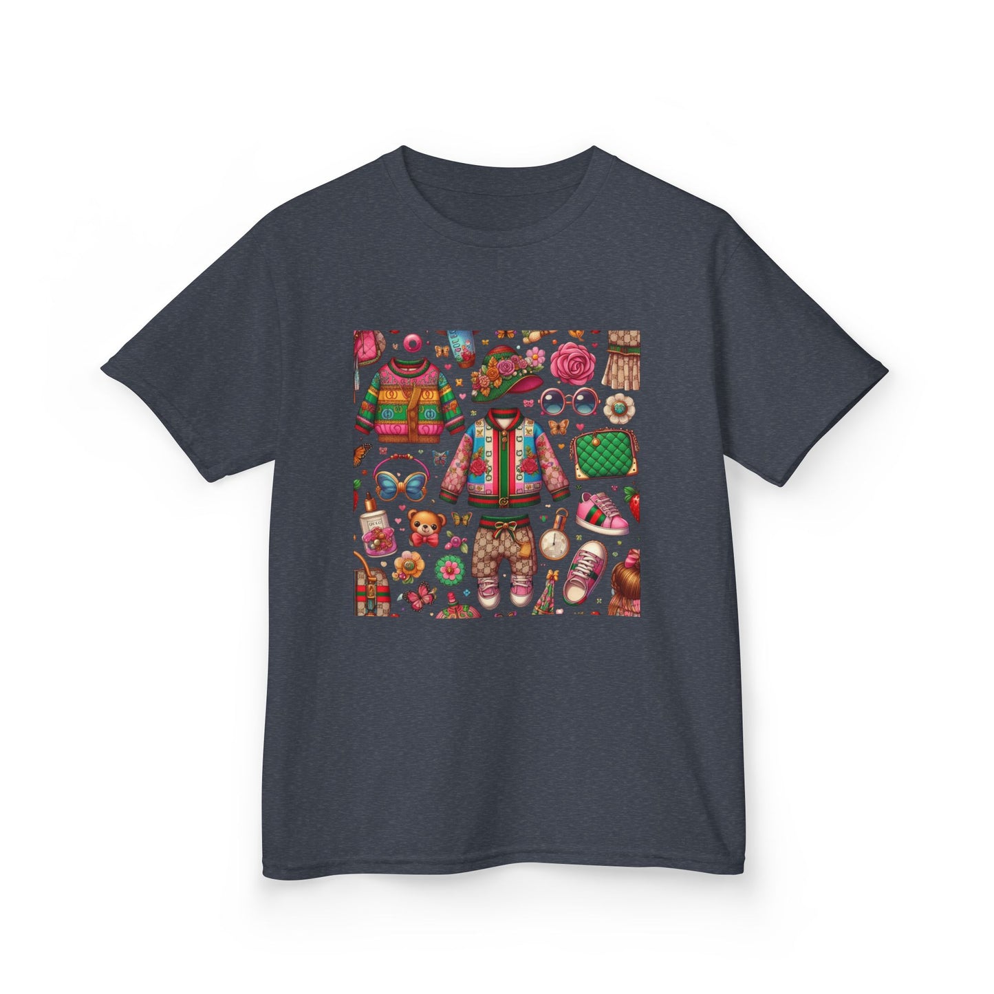 Whimsical Gucci-Inspired Kids' Tee with Fun Patterns for Playful Days