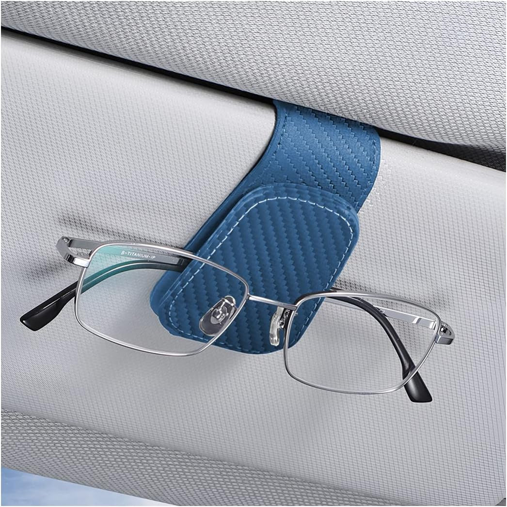 Sunglasses Holders for Car Sun Visor, Leather Eyeglasses Hanger Mounter, Magnetic Glasses Holder and Ticket Card Clip, Auto Interior Accessories Universal for SUV Pickup Truck TRUCK DRIVER