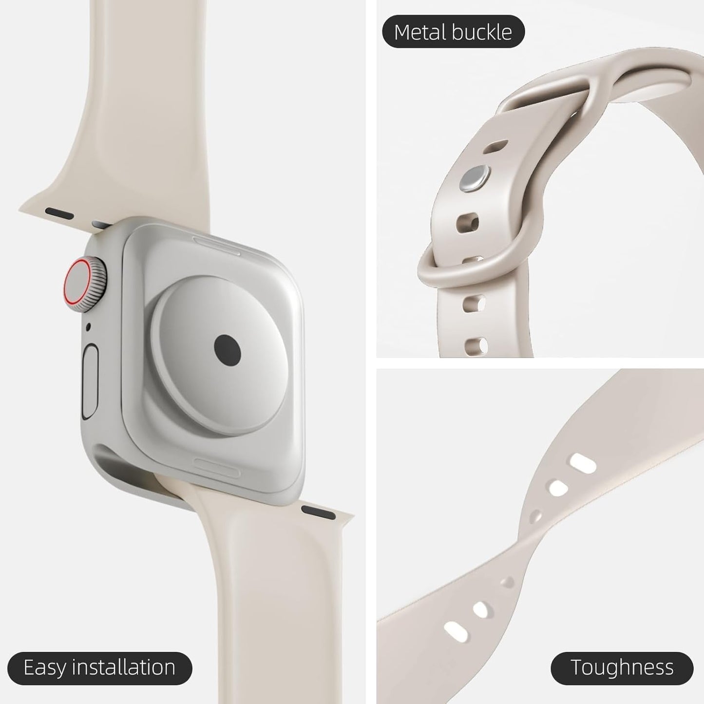 Sport Bands Compatible with Apple Watch Band 38Mm 40Mm 41Mm 42Mm 44Mm 45Mm 46Mm 49Mm,Soft Silicone Waterproof Strap Compatible with Iwatch Bands Series 9 Ultra 8 7 6 5 4 3 2 1 SE Universal