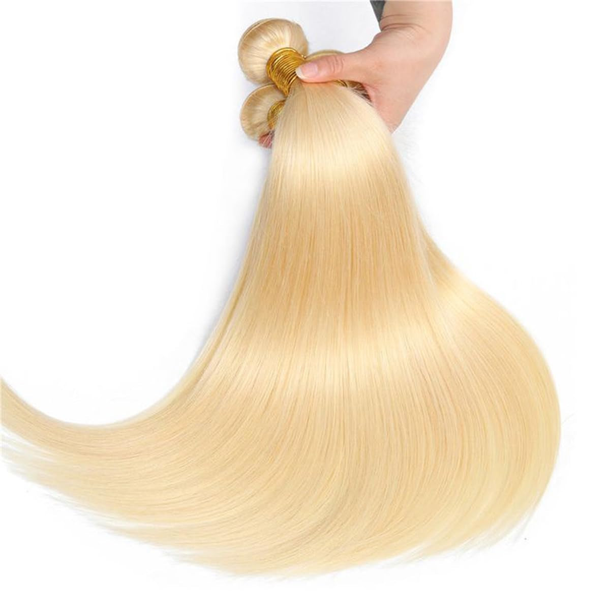 613 Blonde Bundles Human Hair Straight Hair 3 Bundles Human Hair 12A Brazilian Virgin Human Hair 613 Human Hair Weave Extensions 11Oz/Pak(Do200%-300% Density Wig)12 14 16Inch