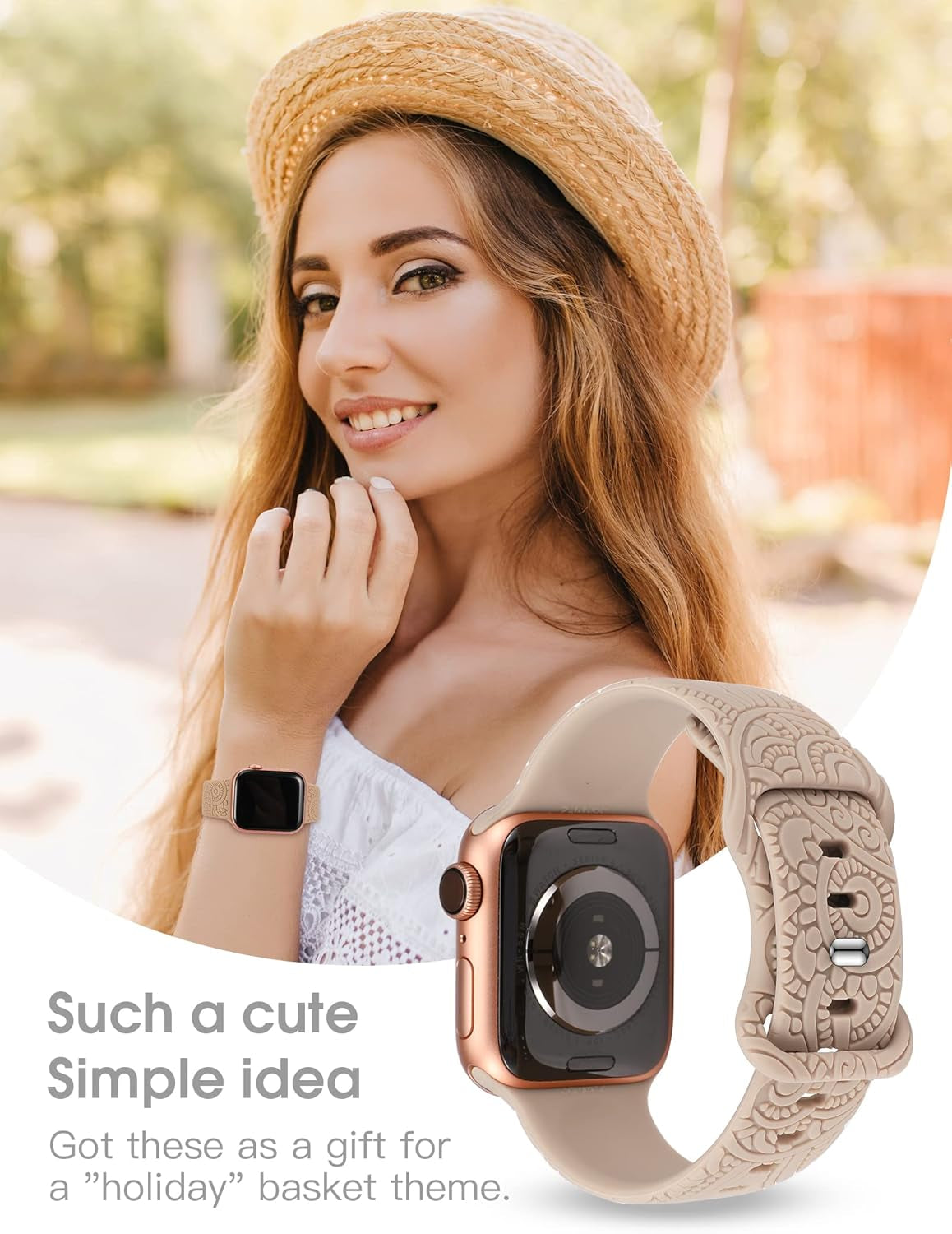 Boho Engraved Band Compatible with Apple Watch Band 42/44/45/46/49Mm Women Men, Bohemian Designer Sport Soft Silicone Fancy Dressy Straps for Iwatch Series Ultra 10/9/SE/8/7/6/5/4/3/2/1