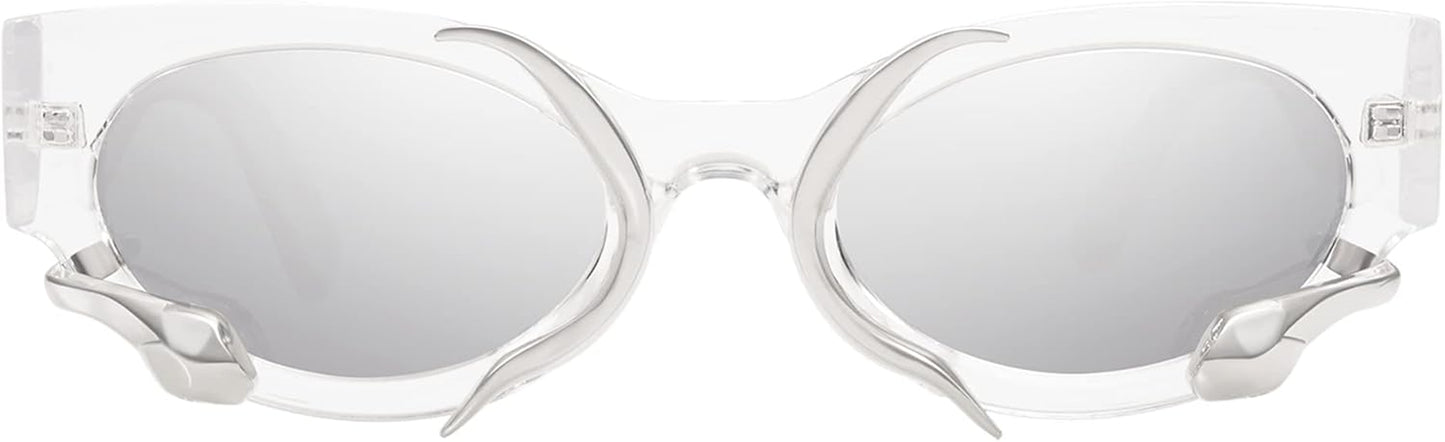 Trendy Sunglasses for Women Men Vintage Narrow Cateye Metal Snake Sunnie Y2K Accessories AP3621