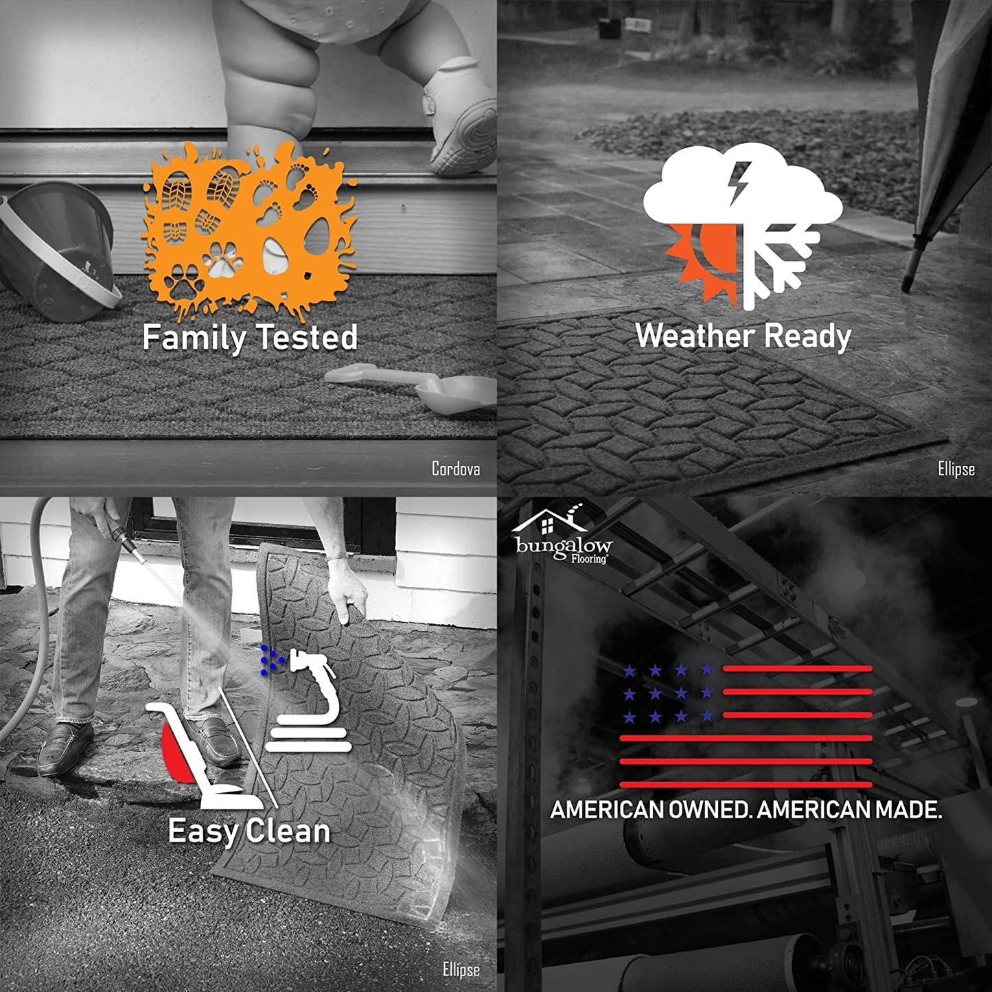 Waterhog Stair Treads, Set of 4, 8-1/2 X 30 Inches, Made in USA, Durable and Decorative Floor Covering, Indoor/Outdoor, Water-Trapping, Boxwood Collection, Evergreen