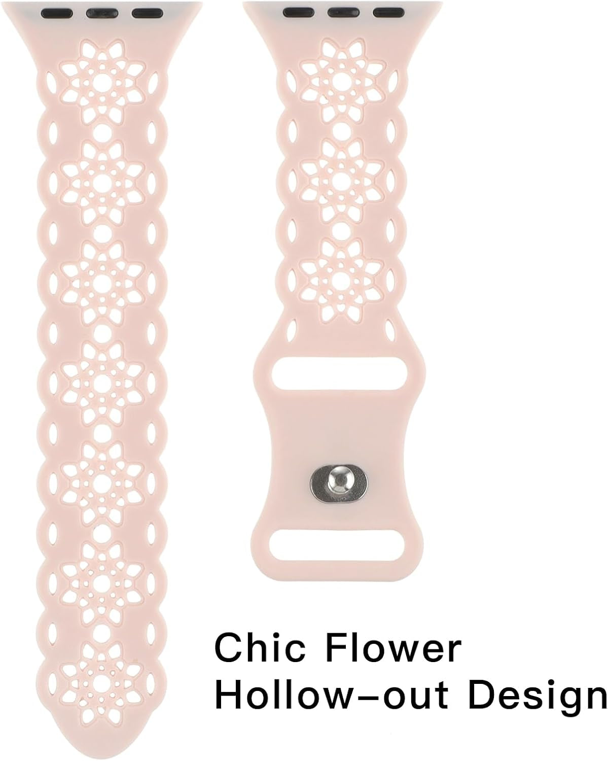 Floral Silicone Bands Compatible with Apple Watch Bands 40Mm 41Mm 38Mm 42Mm 44Mm 45Mm 49Mm Women Hollow-Out Soft Sport Strap Replacement Wristband for Iwatch Series 9 Ultra 8 SE 7 6 5 4 3 2 1