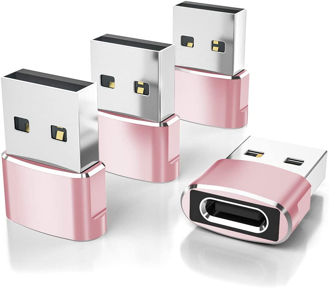 USB to USB C Adapter 4 Pack,Usbc Female to a Male Car Charger,Type C Converter for Iphone 16 16E Pro Max,15 14 13 12 Plus,Apple Watch Iwatch 10 9 8,Airpods,Ipad Air Mini 6 7,Samsung Galaxy S25