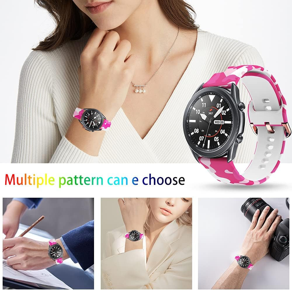 Floral 22Mm Watch Band Compatible for Samsung Galaxy Watch 3 45Mm/Gear S3 Frontier/Classic,Silicone 22Mm Watch Band Quick Release for Women Men