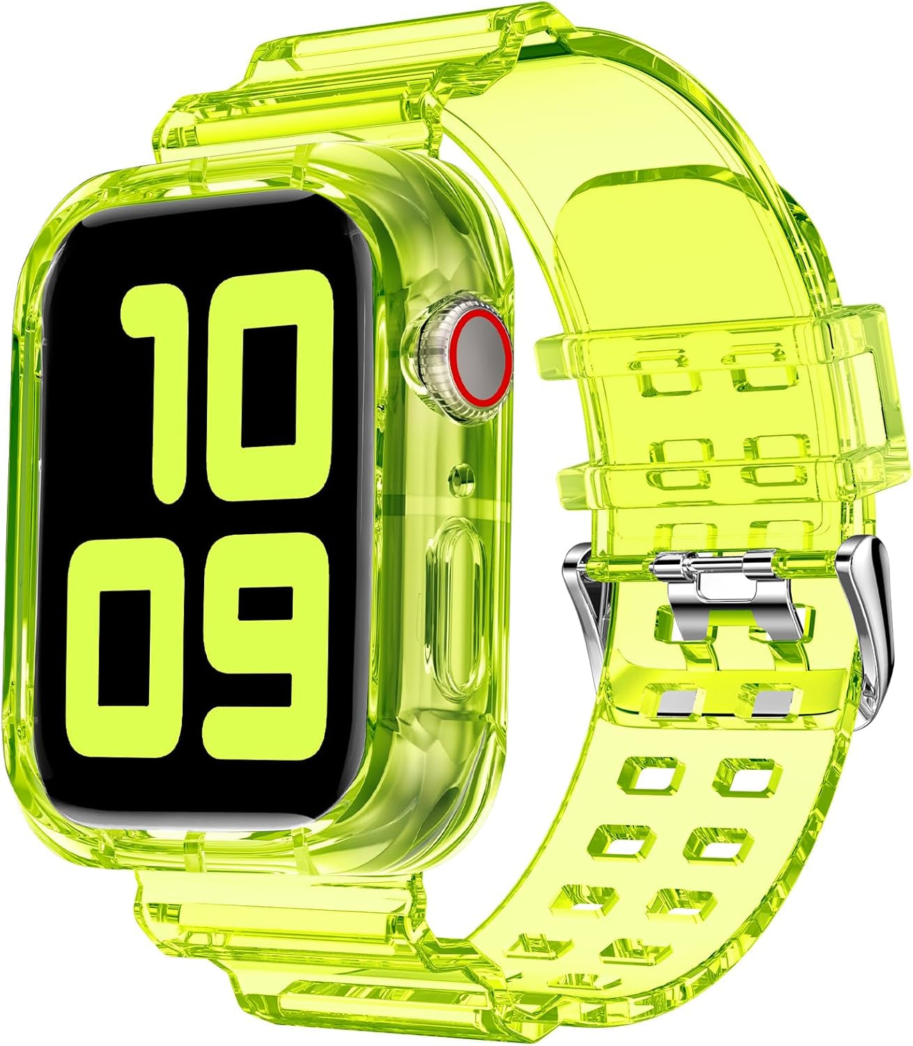 Compatible for Clear Apple Watch Band with Bumper Case, Women Men Glitter Bling TPU Sport Strap for Iwatch SE Ultra Series 10 9 8 7 6 5 4 3 2 1