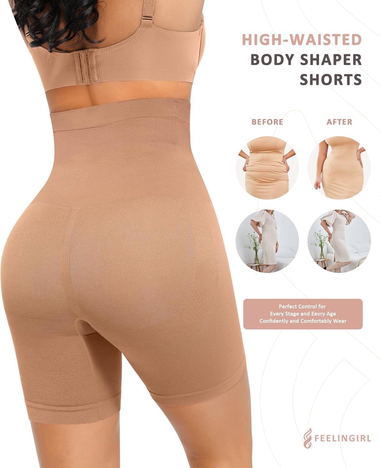 Tummy Control Shapewear Shorts Body Shaper for Women High-Waisted Thigh Slimming